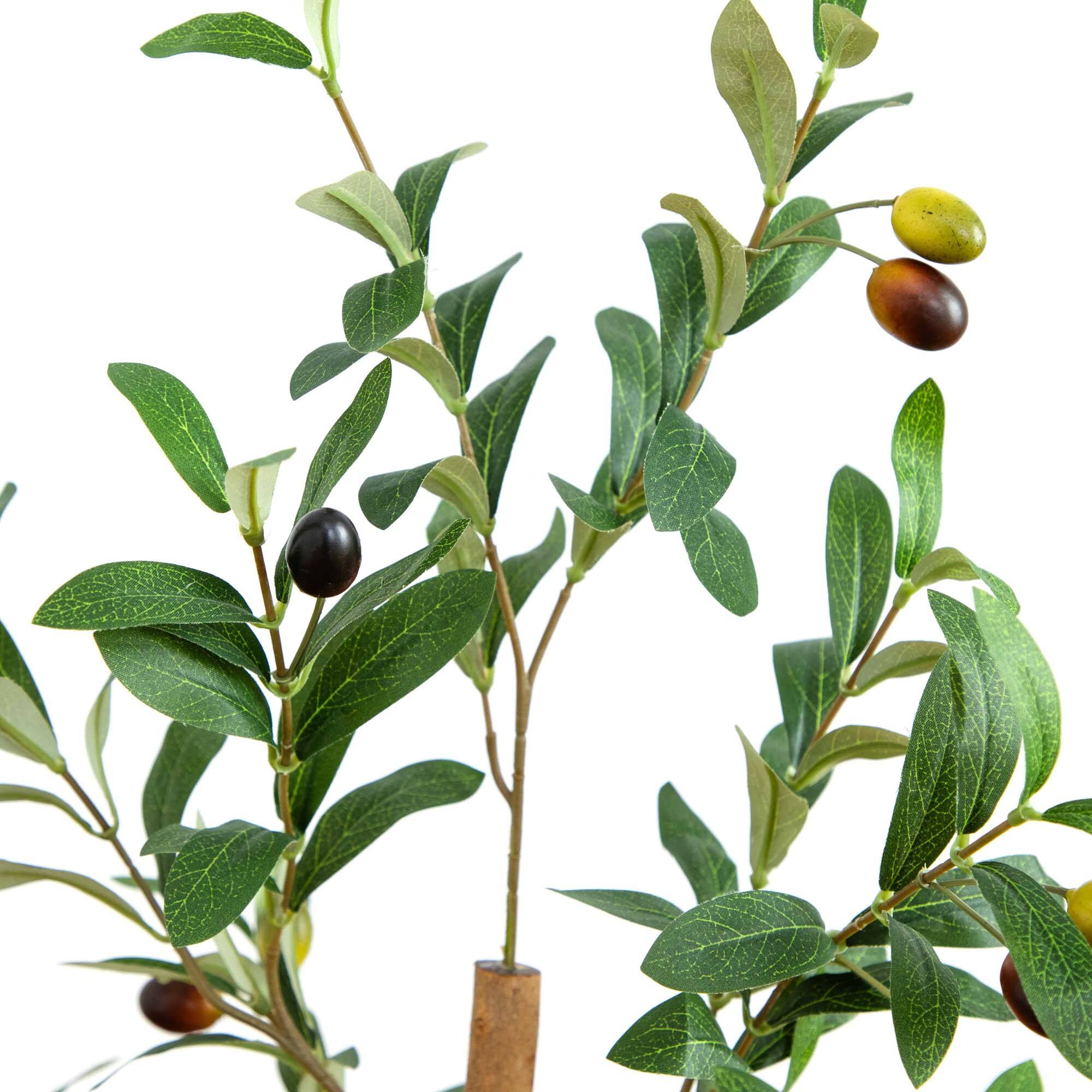 4ft. Potted Artificial Olive Tree with Natural Trunk