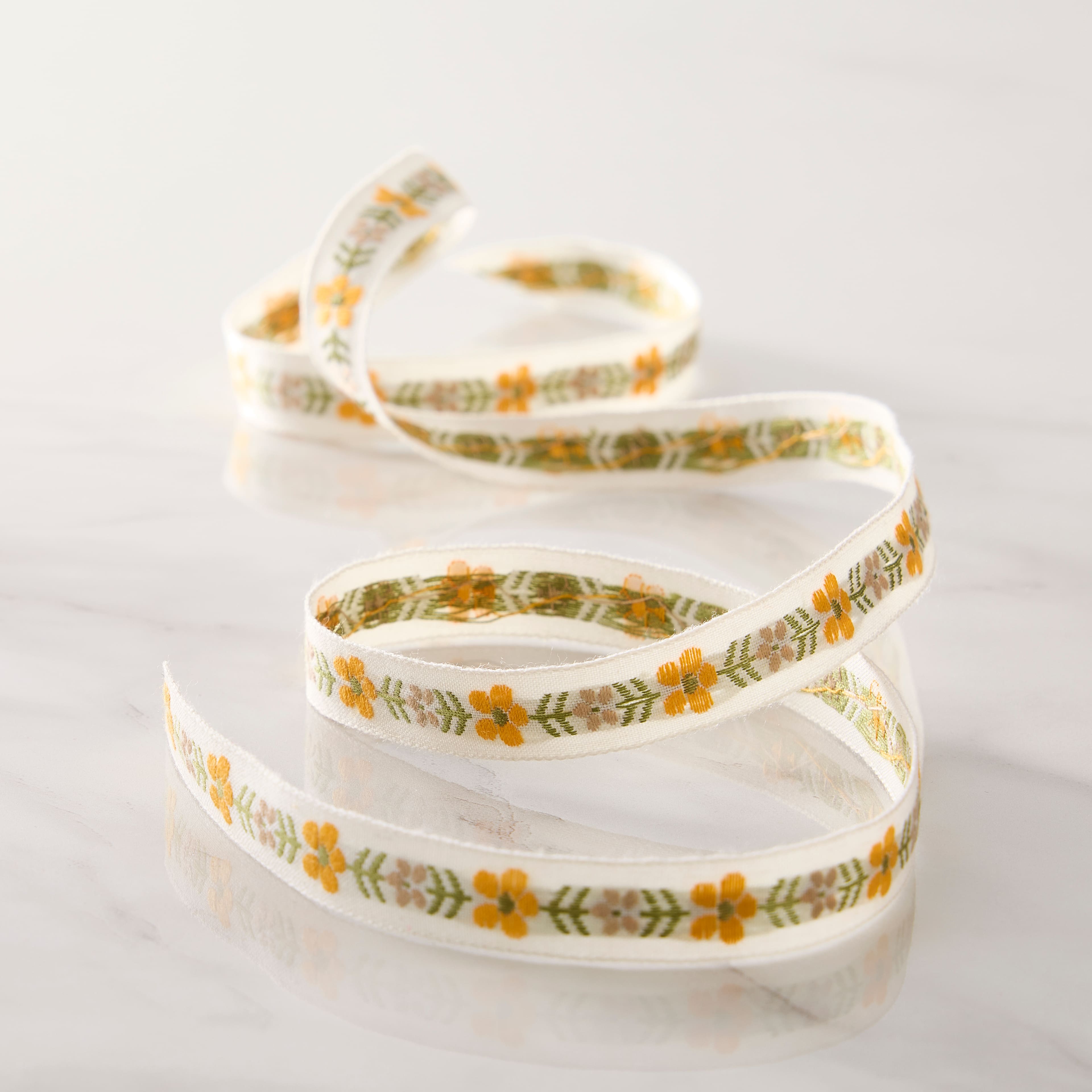1/2&#x22; x 7yd. Yellow Jacquard Ribbon by Celebrate It&#xAE; Classic
