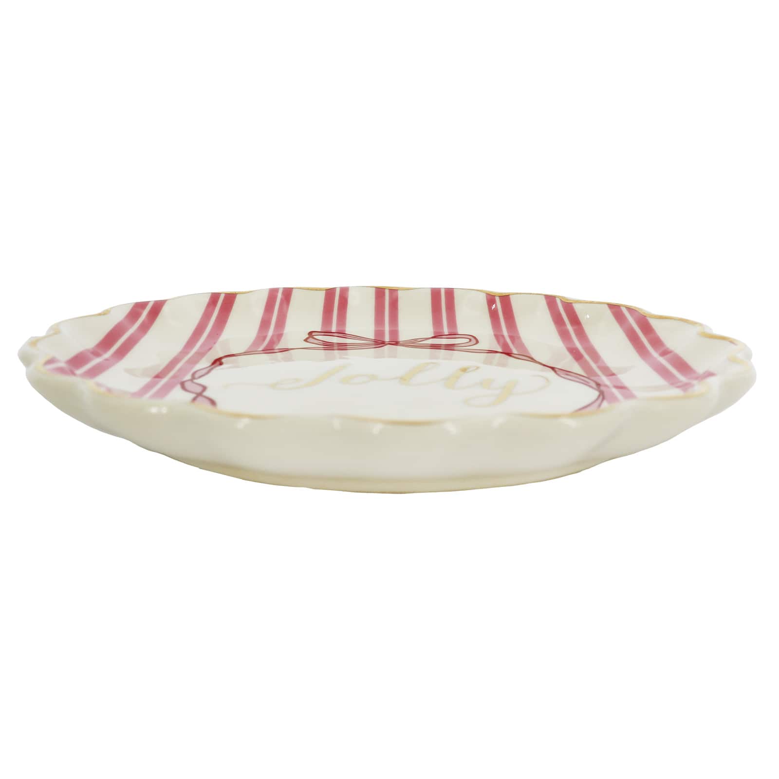 8&#x22; Pink &#x26; White Jolly Ceramic Plate by Ashland&#xAE;