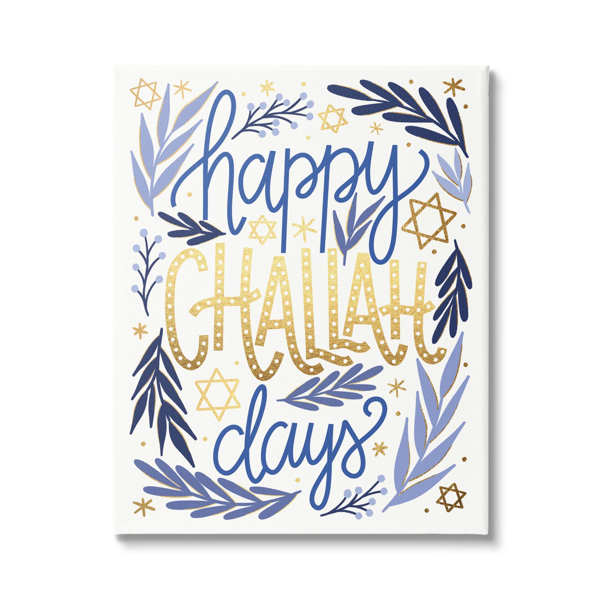 Stupell Industries Happy Challah Days Hanukkah Stars Canvas Wall Art