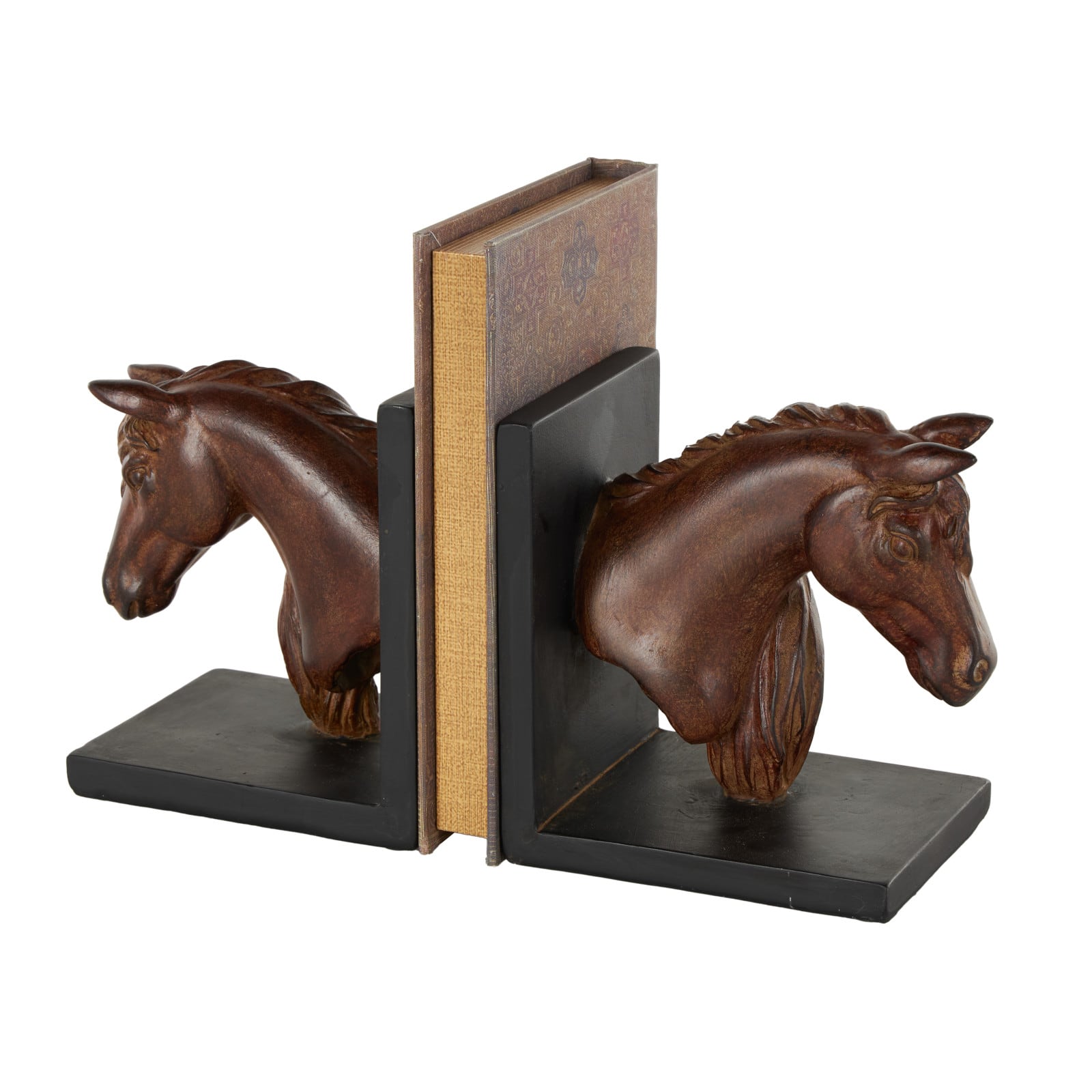 6" Copper Horse Head Bookends with Black Stands, 2ct.