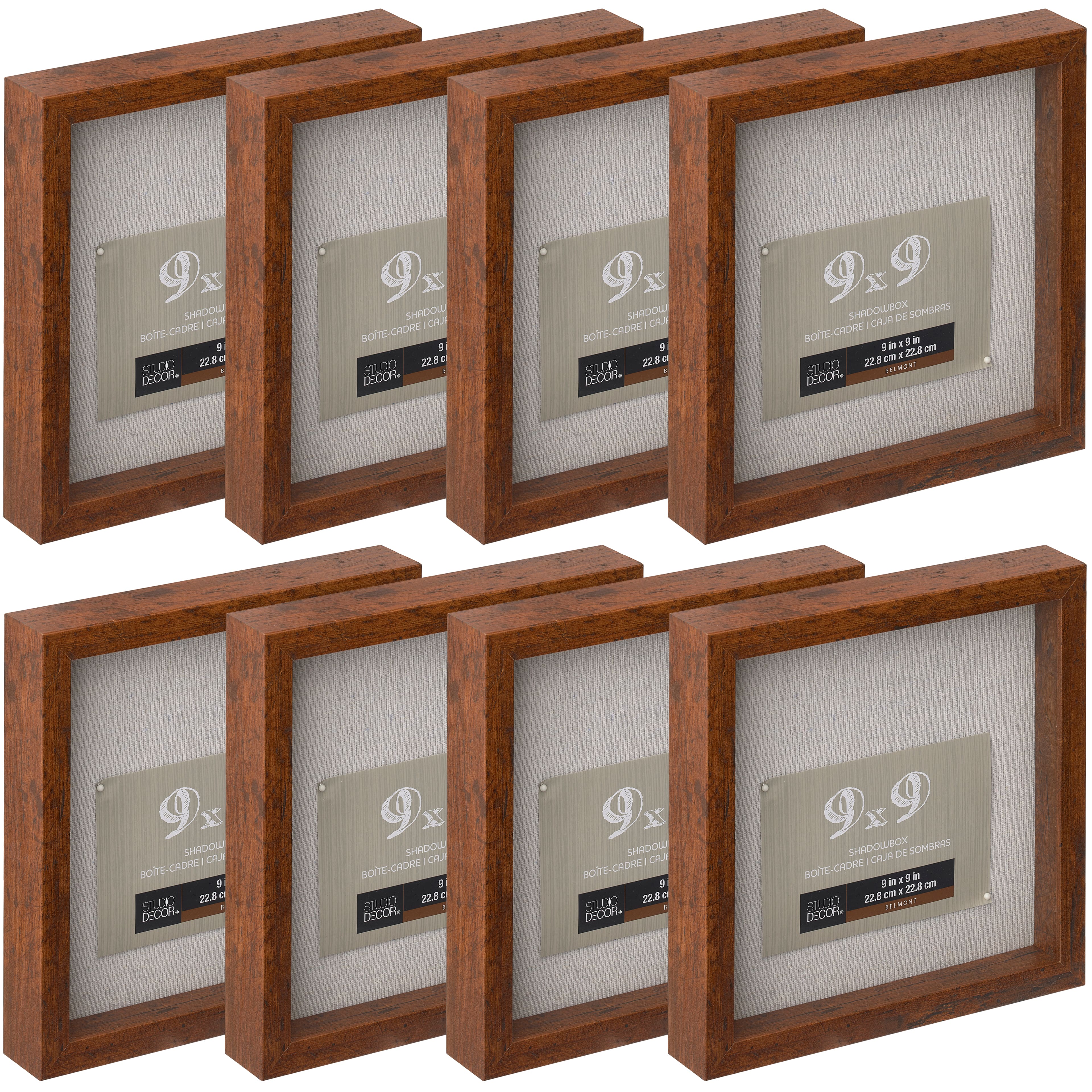8 Pack: Honey Belmont 9" x 9" Shadowbox by Studio Décor®