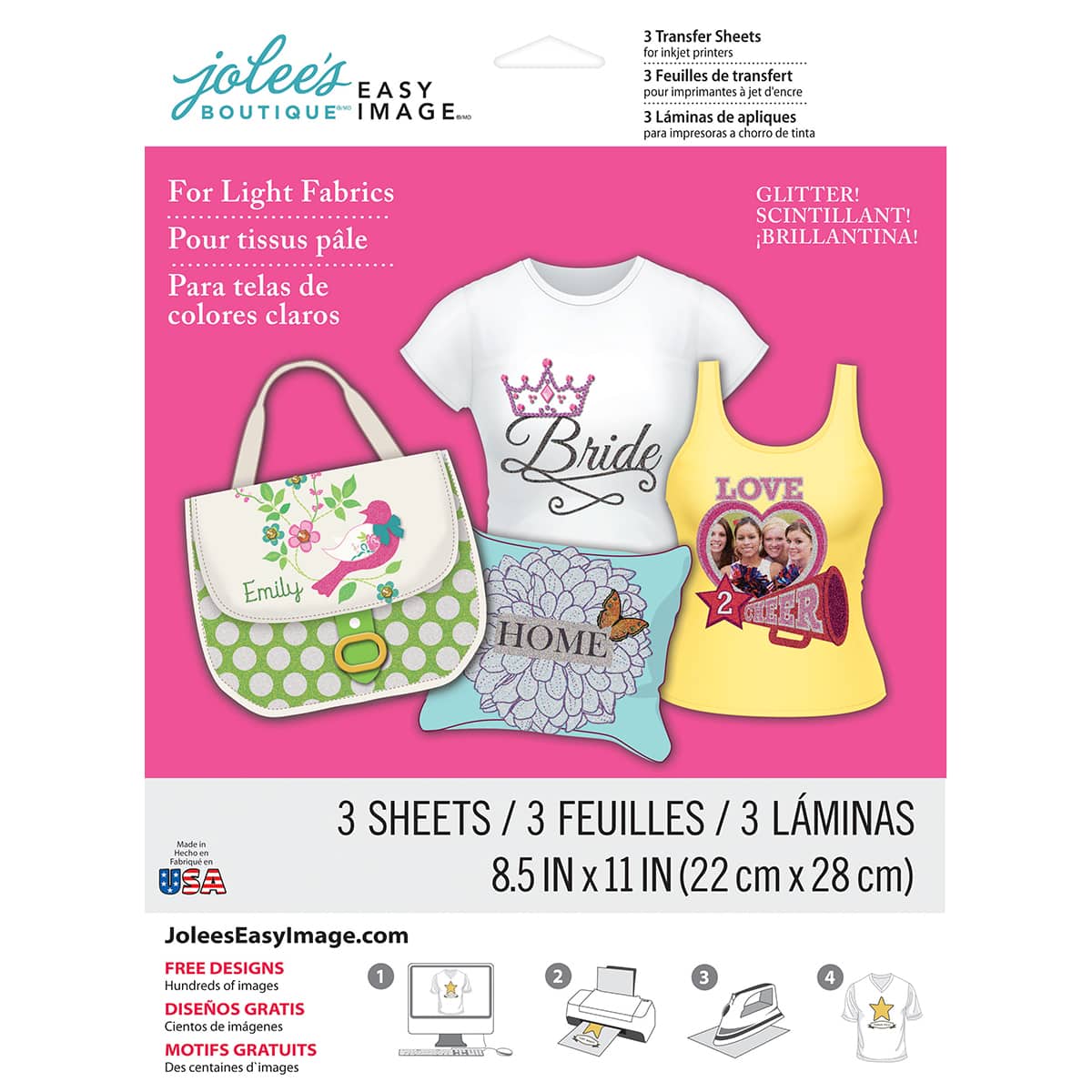 Jolee&#x27;s&#xAE; Easy Image Glitter For Light Fabrics Transfer Sheets