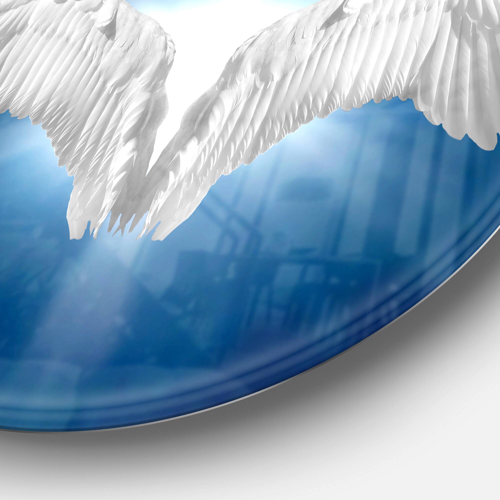 Designart - Angel Wings on Blue Background' Abstract Metal Circle Wall Art