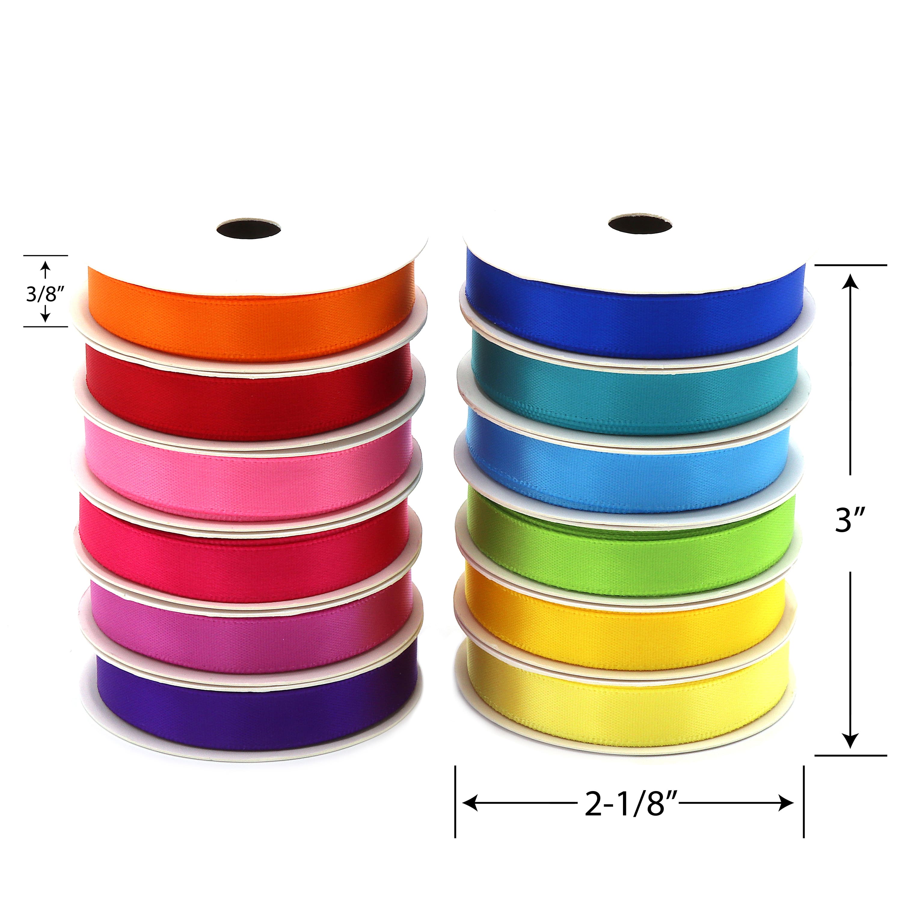 Gwen Studios 3/8&#x22; x 3yd. Brights Single Faced Satin Ribbon Pack, 12ct.