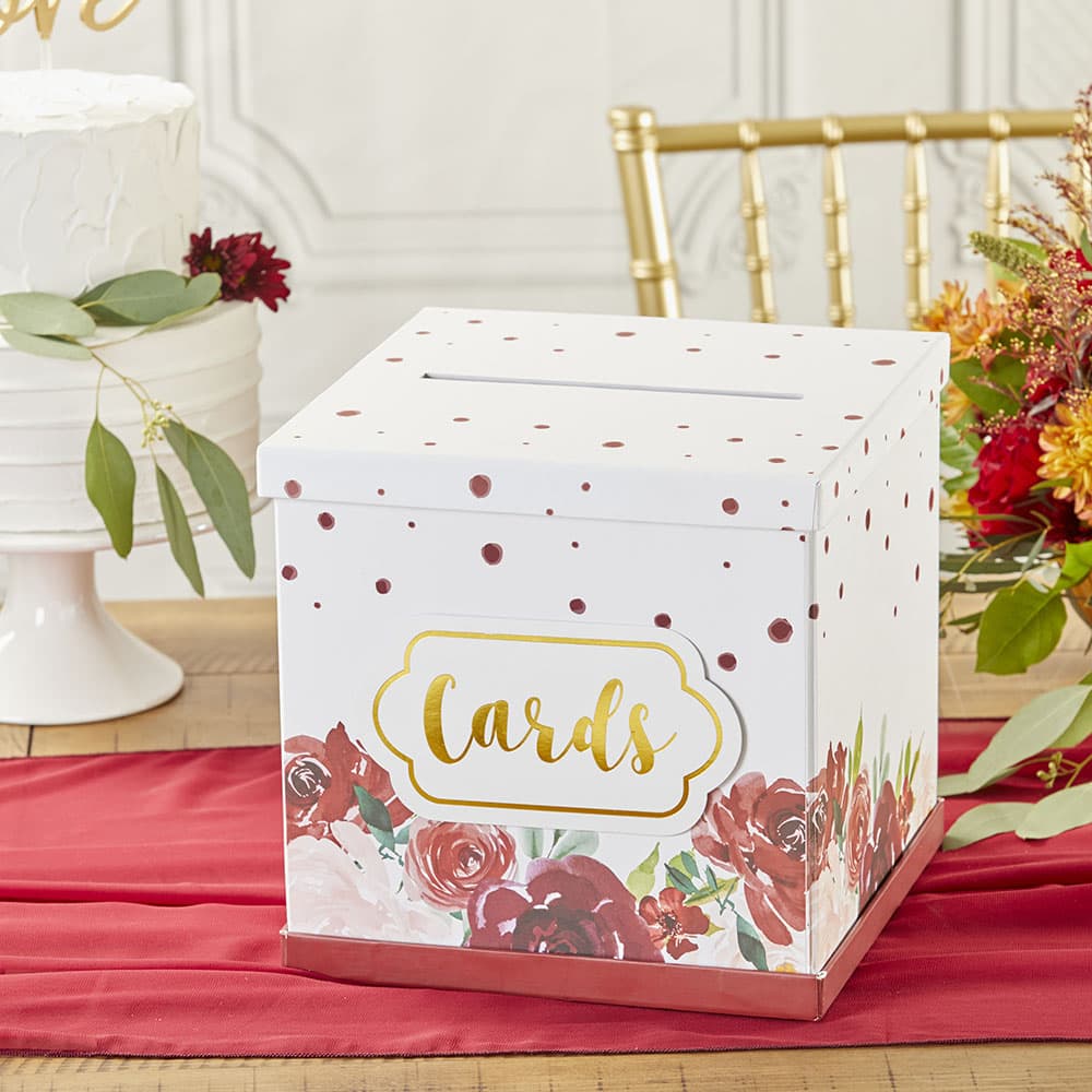 Kate Aspen® Burgundy Blush Floral Collapsible Card Box