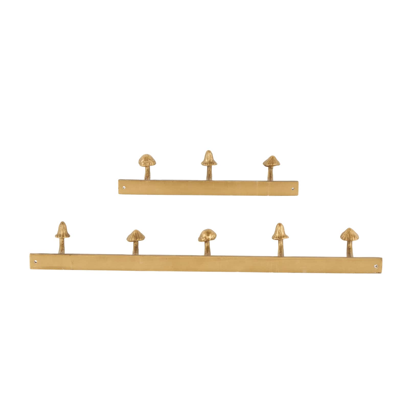 Gold Metal Mushroom 8 Hanger Wall Hook Set, 2ct. 