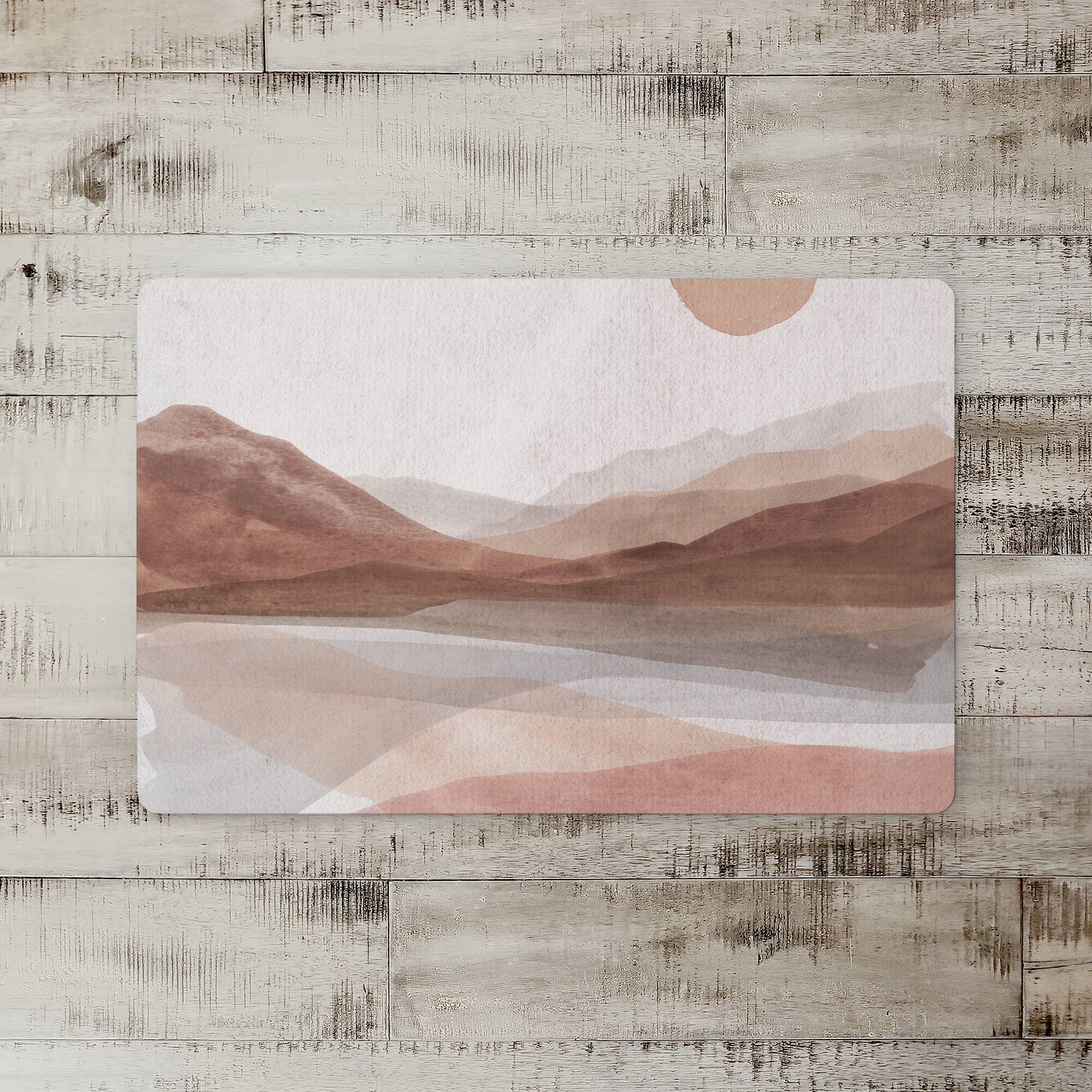 18" x 27" Mauve Boho Abstracted Landscape Floor Mat