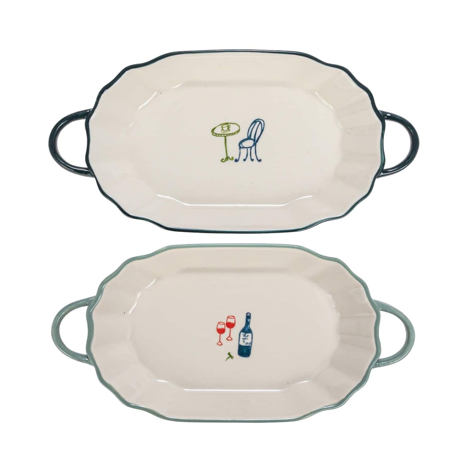 Hello Honey&#xAE; 9.5&#x22; White Stoneware Plates with Handles Set