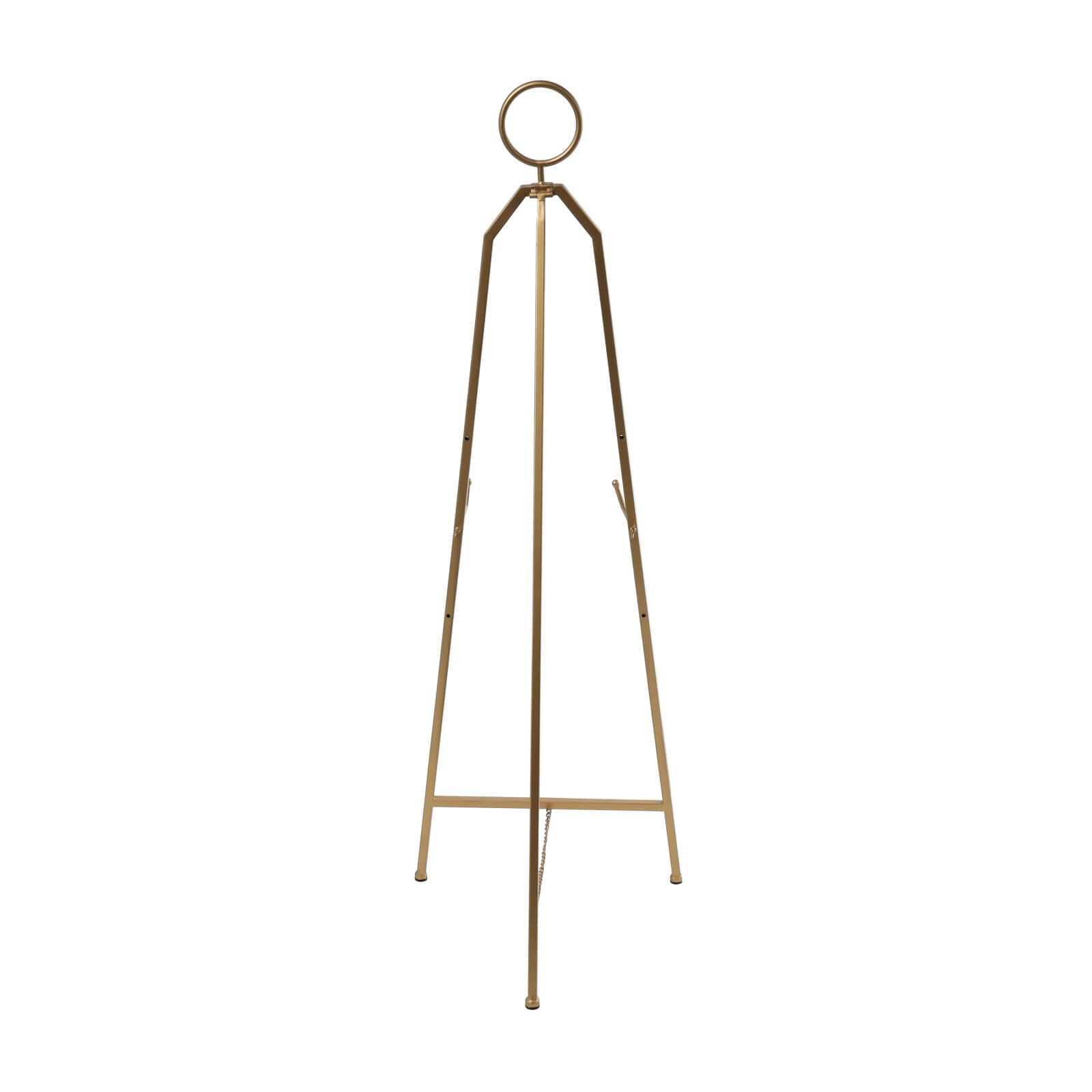 51.5&#x22; Gold Metal Adjustable Minimalistic Floor Easel with Circular Ring Top