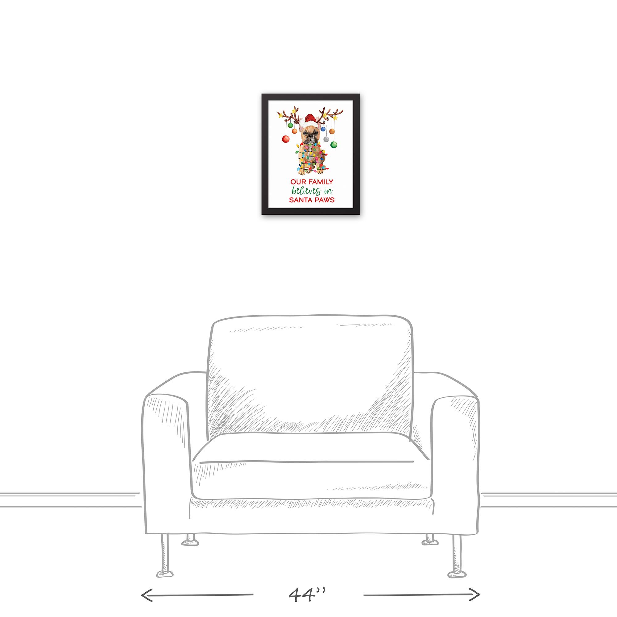Frenchie Christmas Tree Black Framed Canvas Wall Art