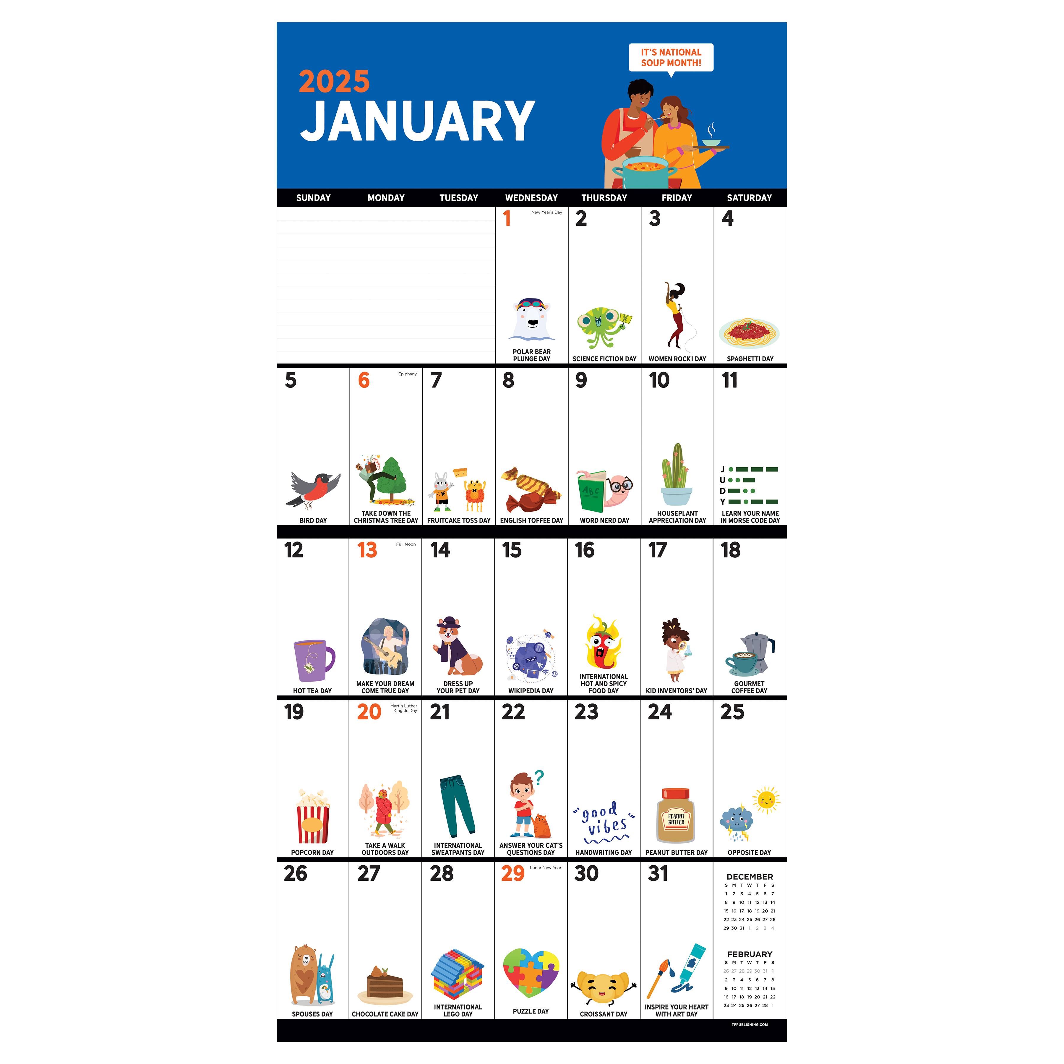 TF Publishing 2025 Every Day&#x27;s a Holiday Wall Calendar