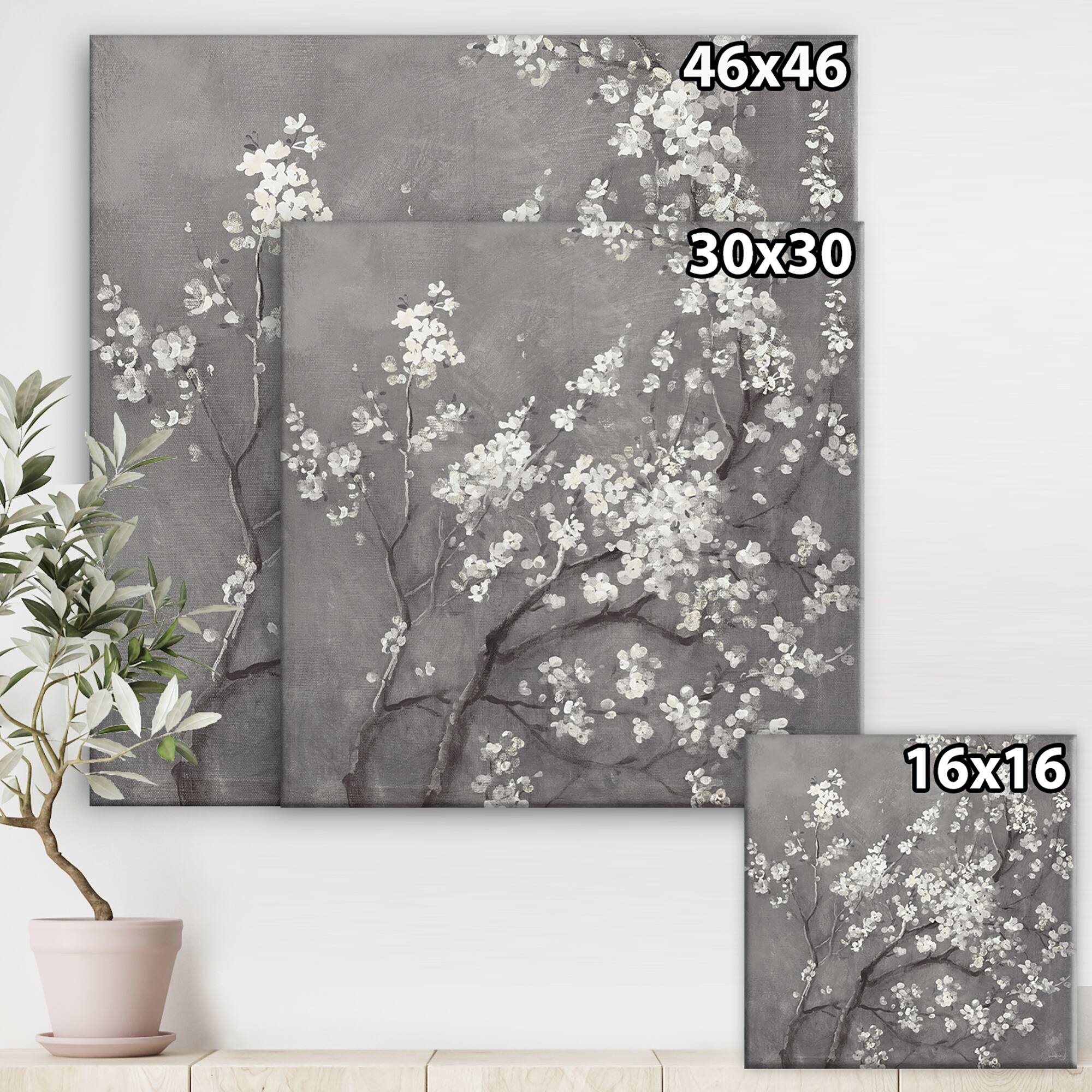 Designart - White Cherry Blossoms I - Traditional Gallery-wrapped Canvas