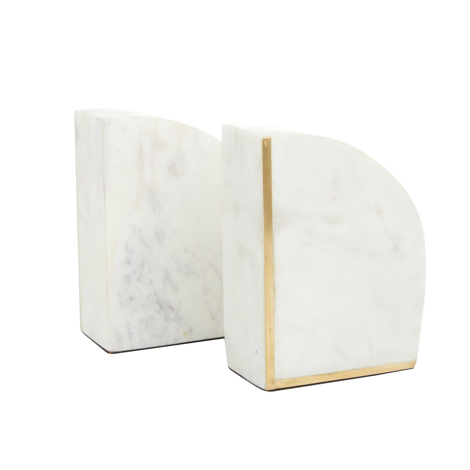 CosmoLiving by Cosmopolitan White Marble Glam Bookends, 6" x 4" x 2"