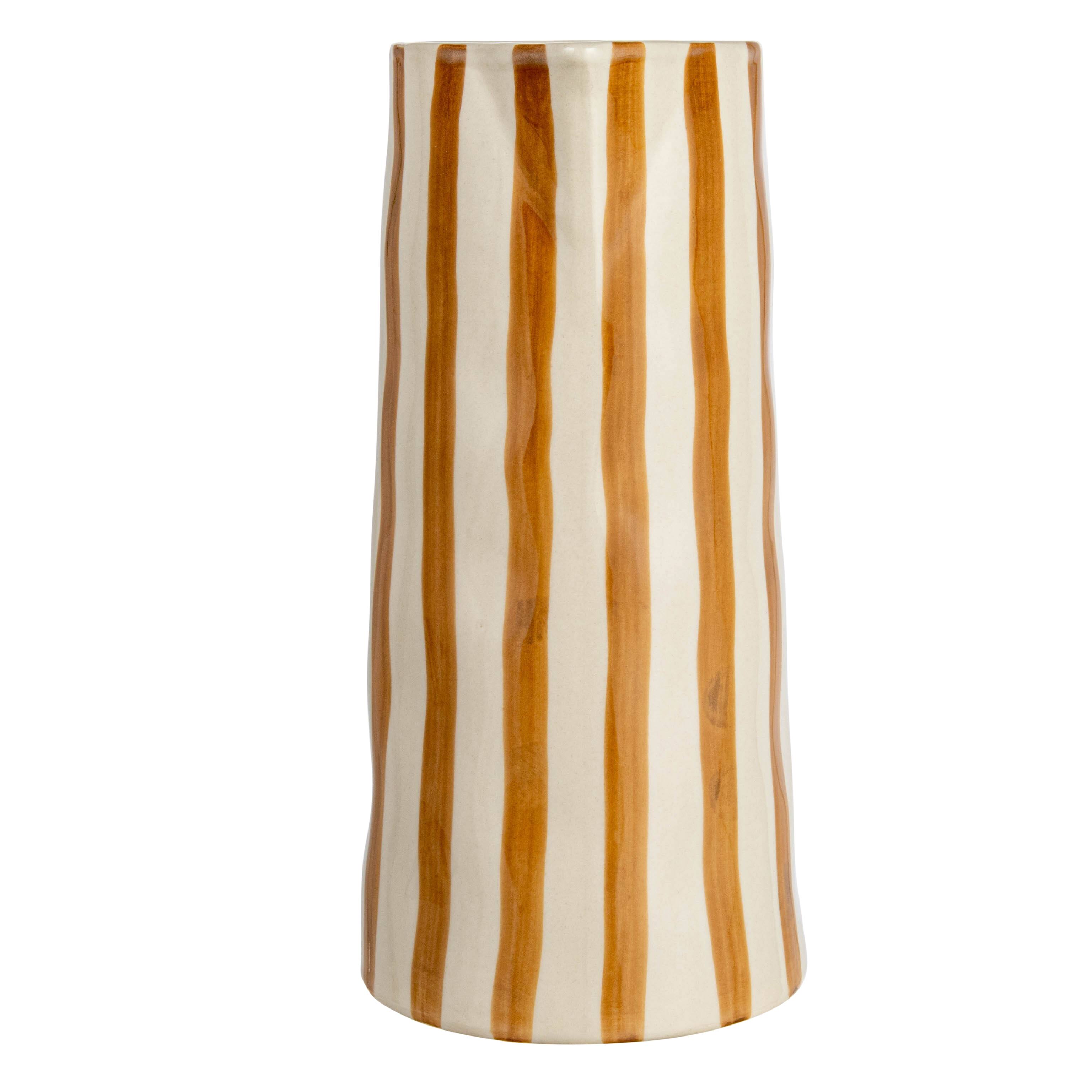 Hello Honey® 9" Cream & Orange Hand-Painted Stoneware Pitcher