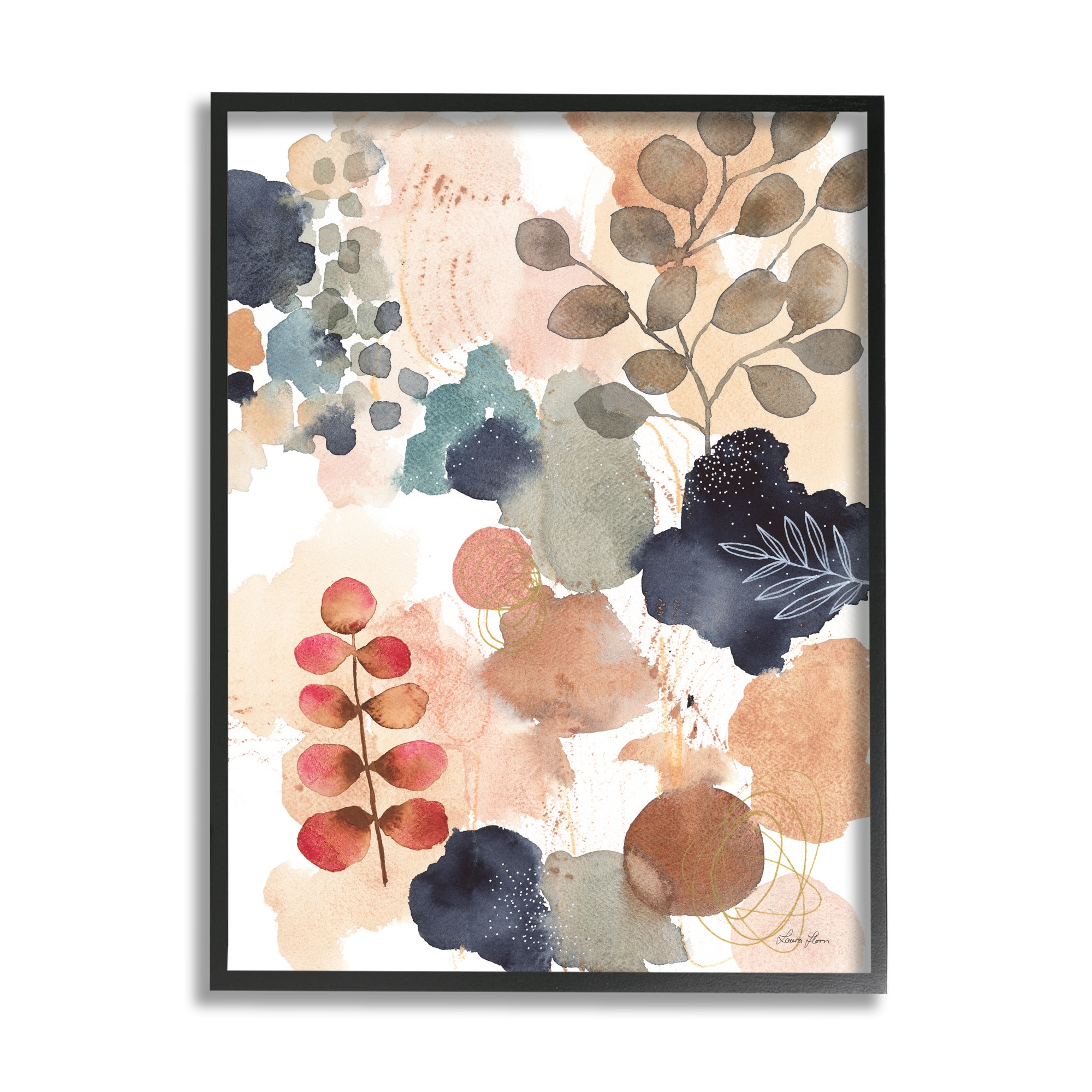 Stupell Industries Abstract Botanical Shape Collage Modern Boho Painting Framed Wall Art