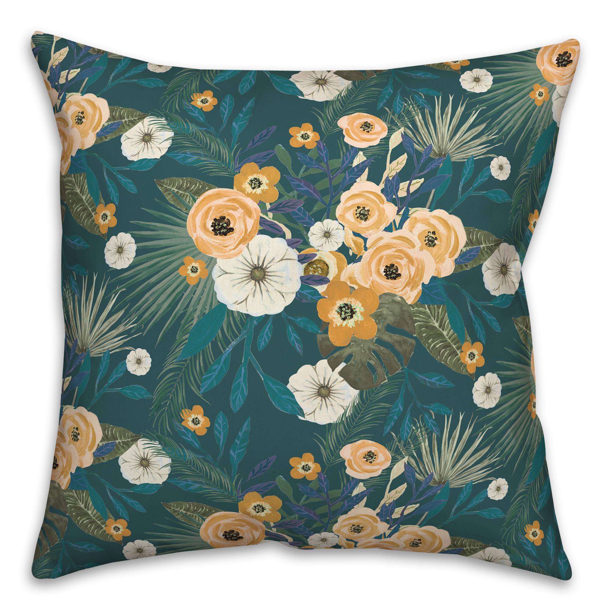 Tropical Floral Square Throw Pillow