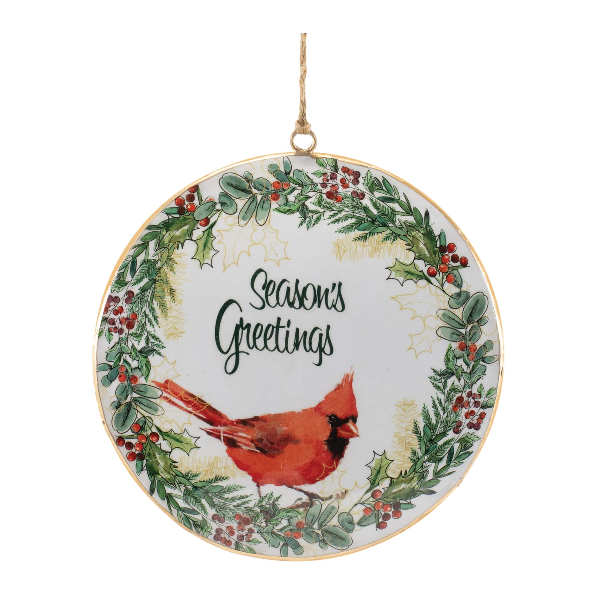 5.75" Cardinal Seasons Greetings Disc Ornaments, 6ct.