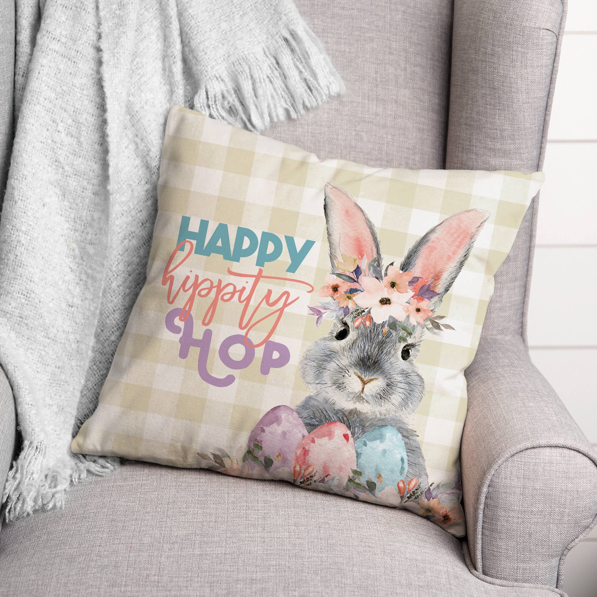 Happy Hippity Hop 18&#x22; x 18&#x22; Indoor / Outdoor Pillow