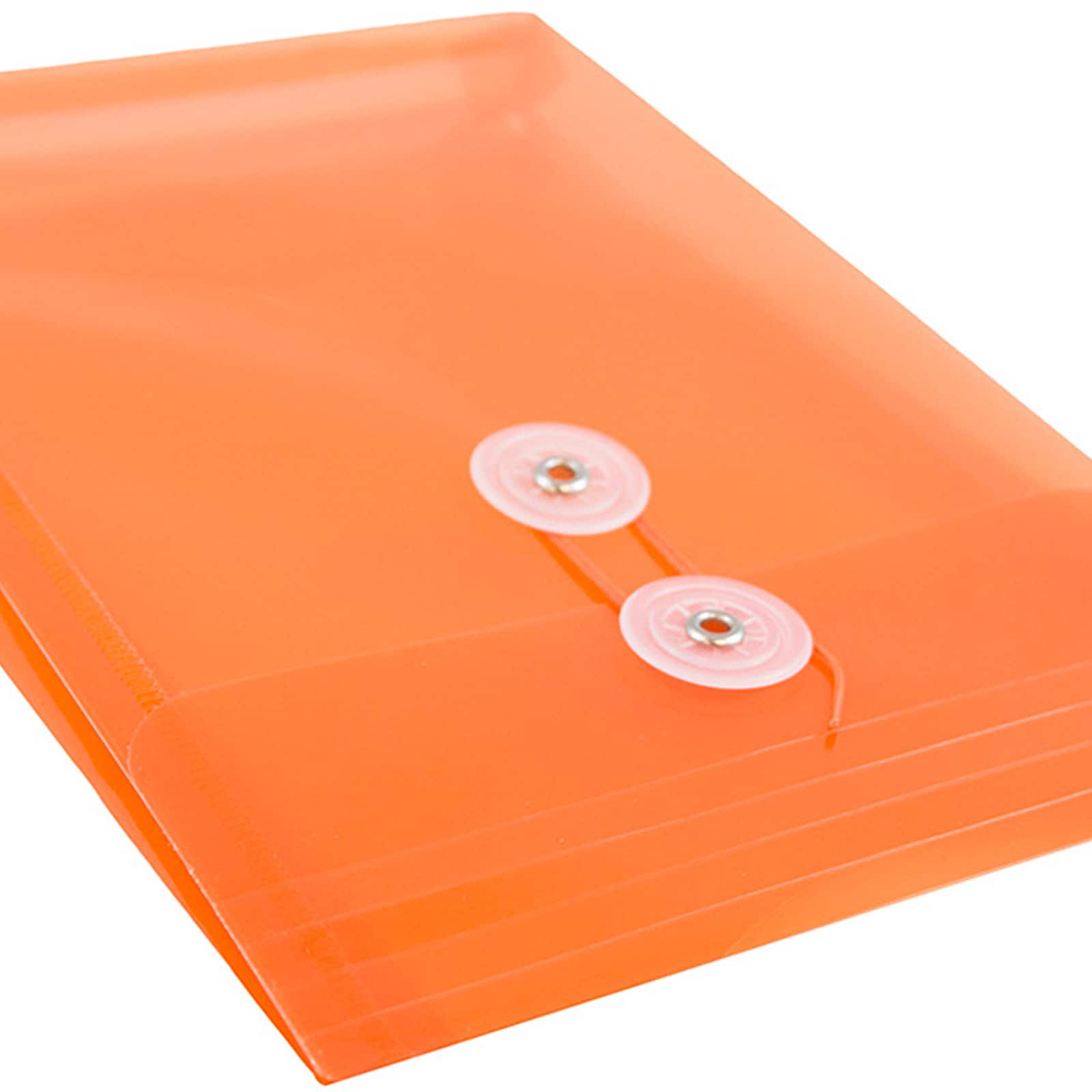 JAM Paper 6.25&#x22; x 9.25&#x22; Orange Plastic Button String Open End Envelopes, 120ct.