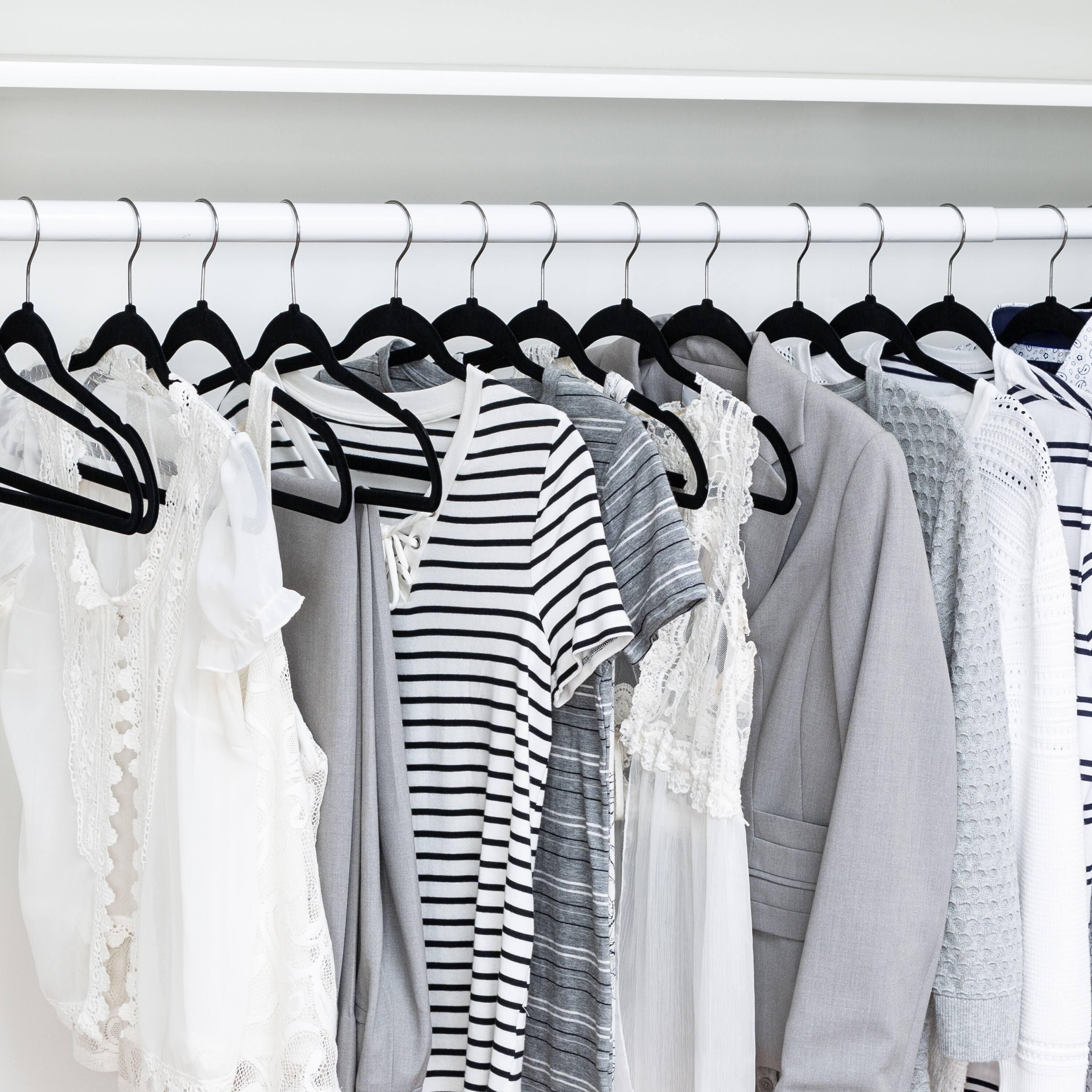 Honey Can Do Black Slim-Profile Non-Slip Velvet Hangers, 50ct.