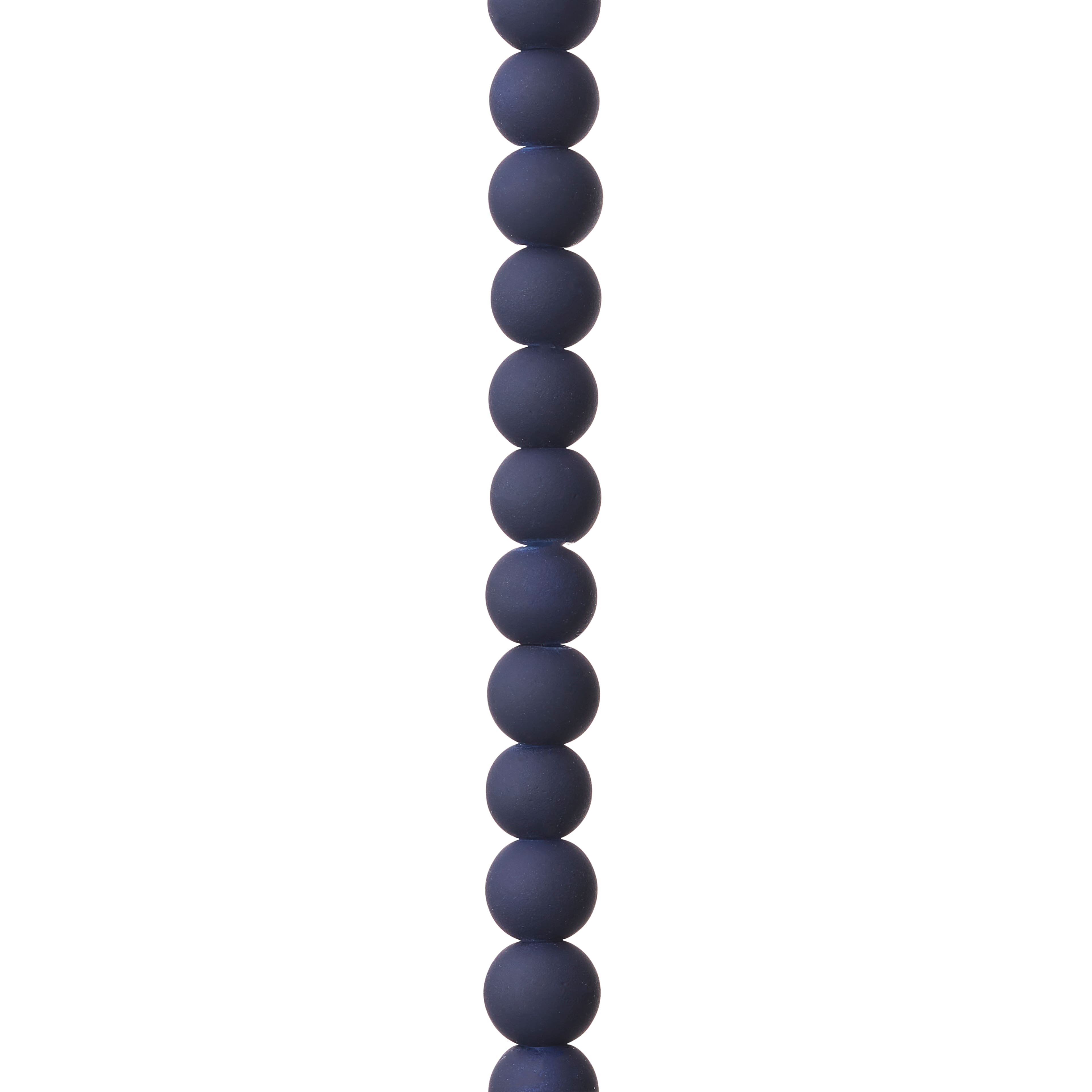12 Pack: Blue Rubber Coated Glass Round Beads, 8mm by Bead Landing™