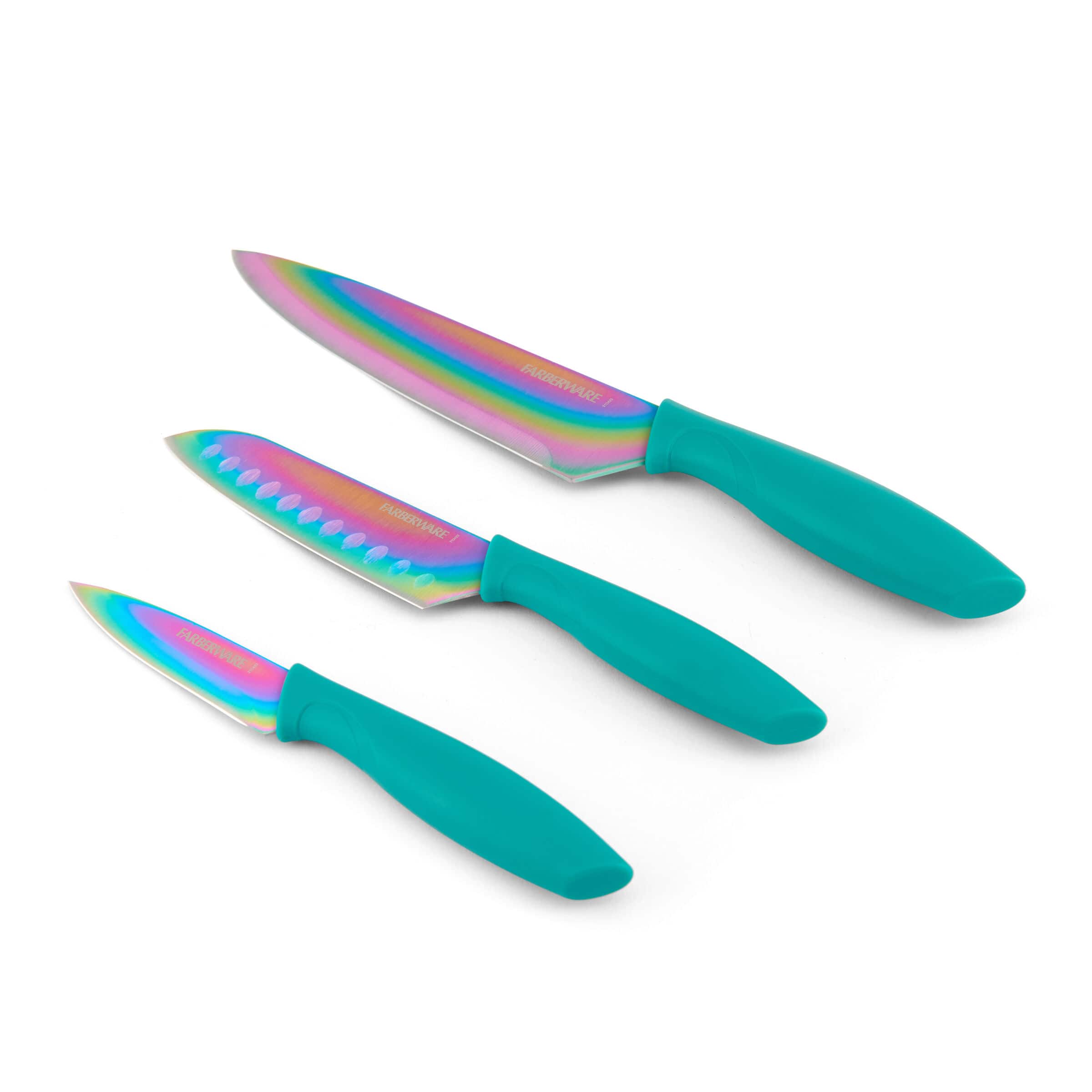 Farberware Rainbow Teal 3-Piece Chef Knife Set