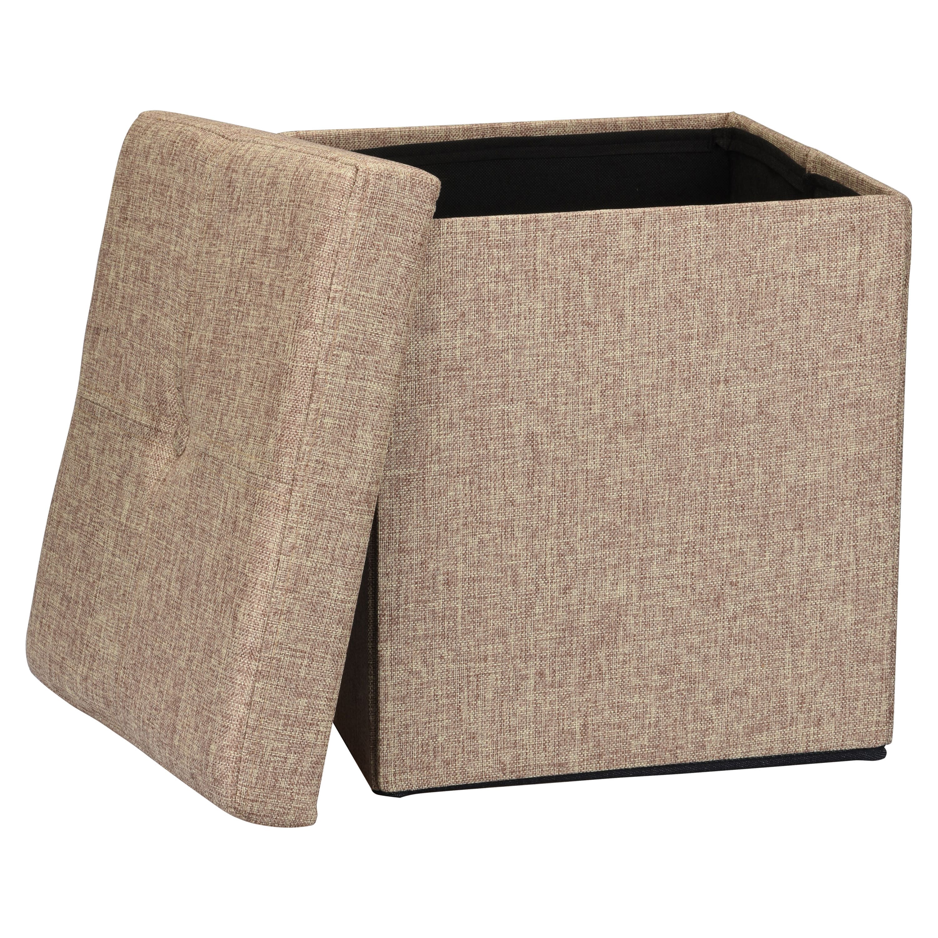 Simplify 15" Faux Linen Folding Storage Ottoman Cube