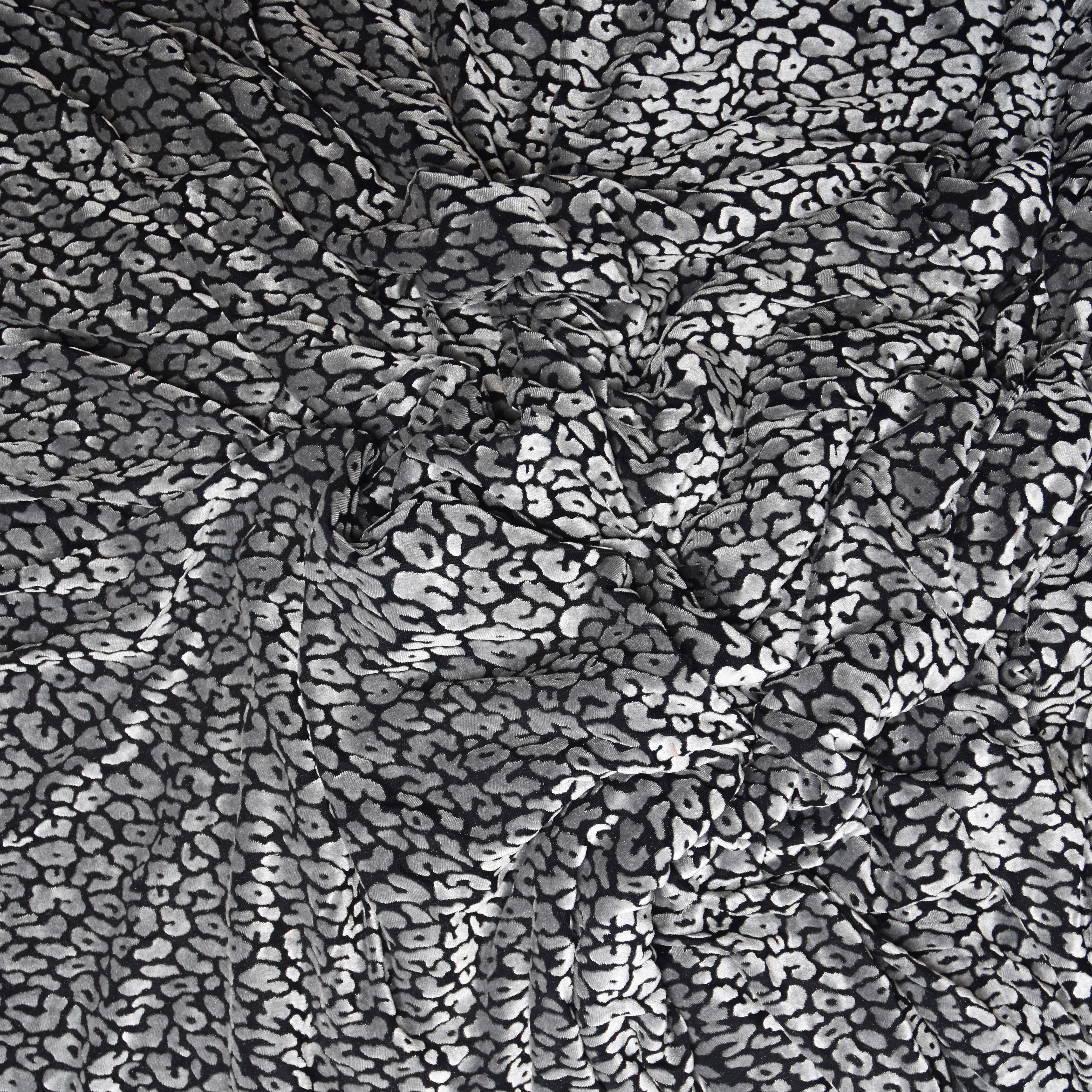 Feldman Black &#x26; Gray Cheetah Print Velvet Fabric