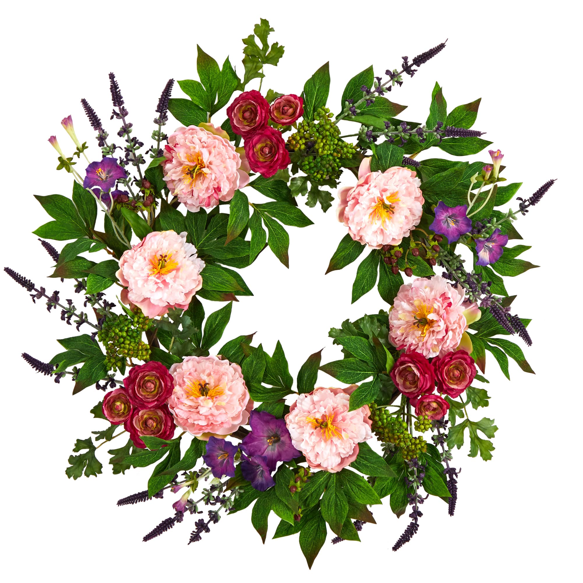 22&#x22; Multicolor Peony Wreath