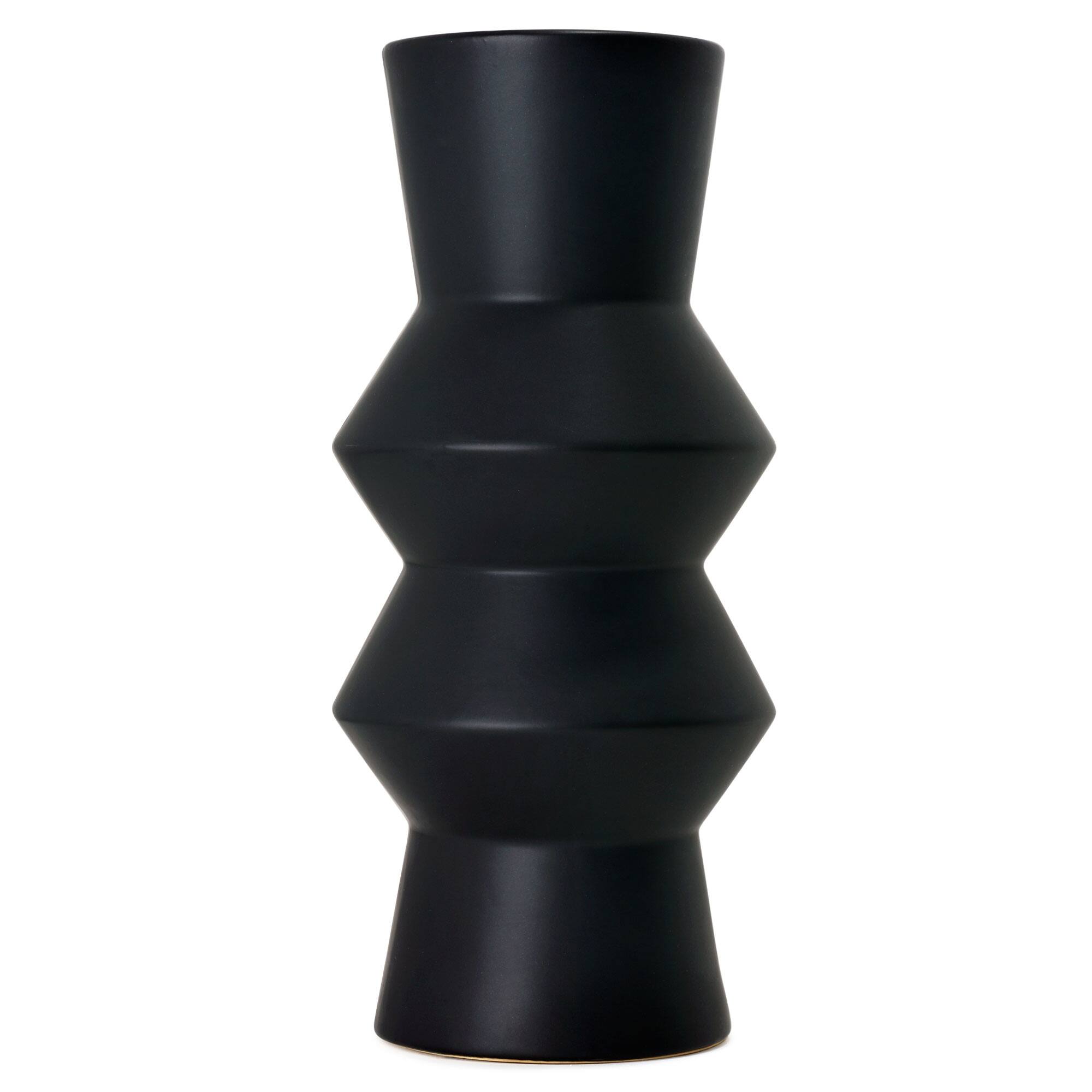 American Art Decor 11&#x22; Black Contemporary Shaped Ceramic Vase