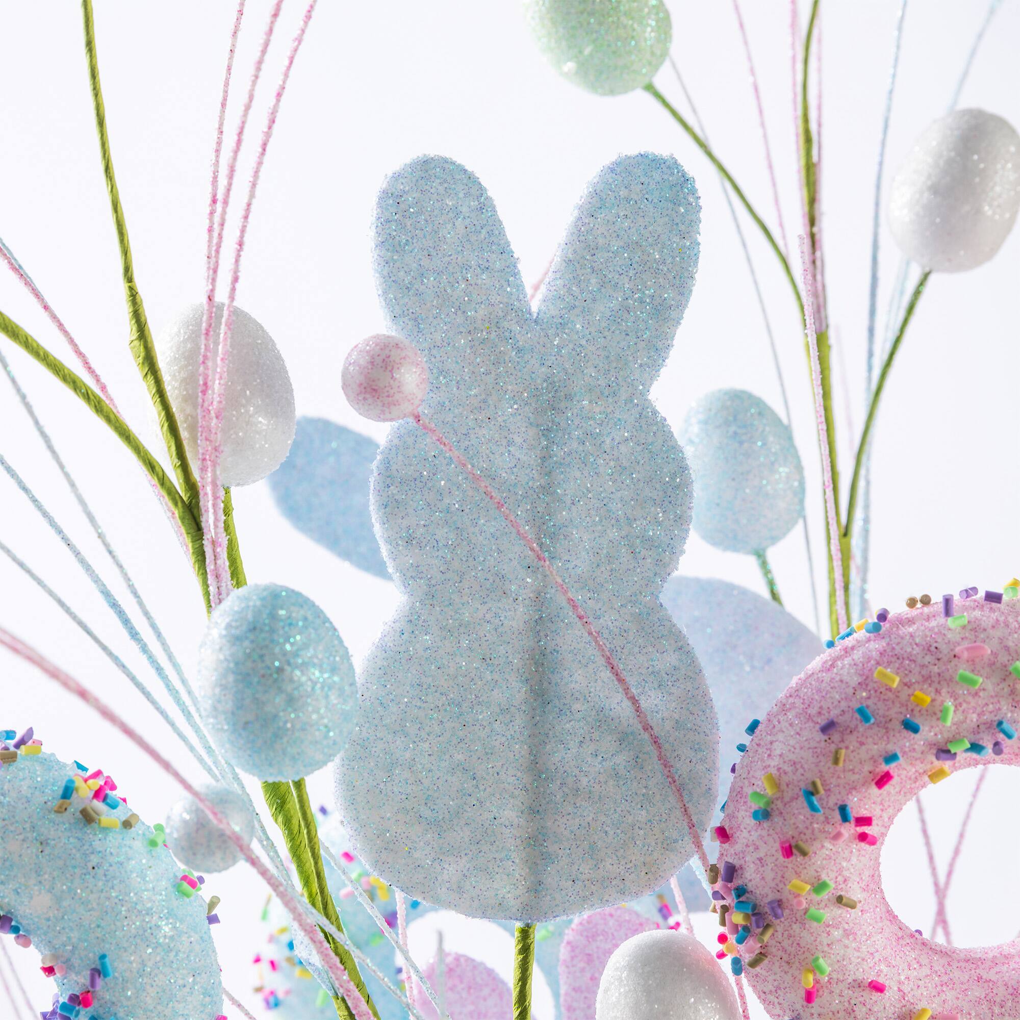 Glitzhome® 28" Easter Glitter Egg, Bunny & Donuts Picks Set