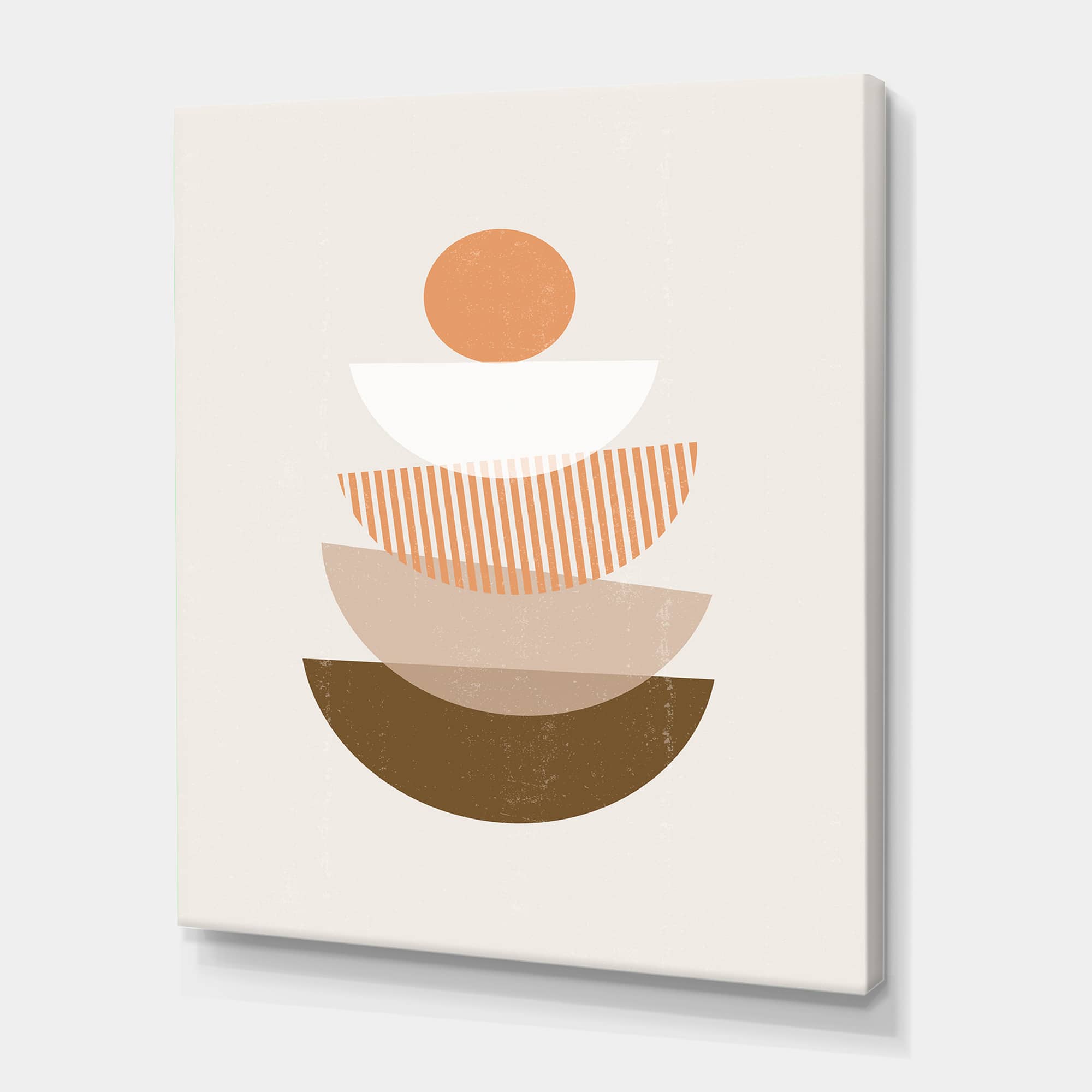 Designart - Abstract Sun &#x26; Moon Geometrics In Terracotta I - Modern Canvas Wall Art Print