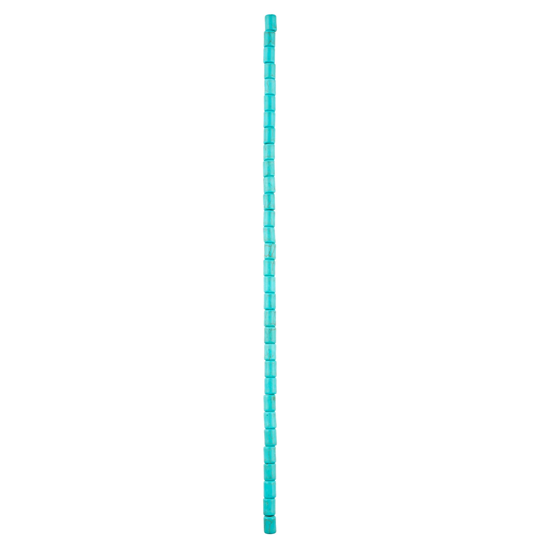 12 Pack: Turquoise Reconstituted Howlite Tube Beads, 8mm by Bead Landing&#x2122;