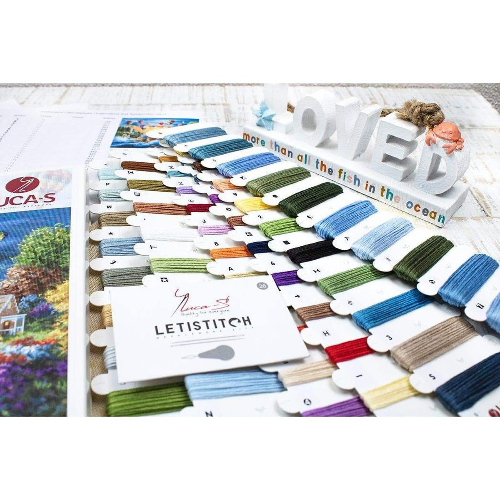 Luca-s Balloons Over Sunset Cove Counted Cross Stitch Kit