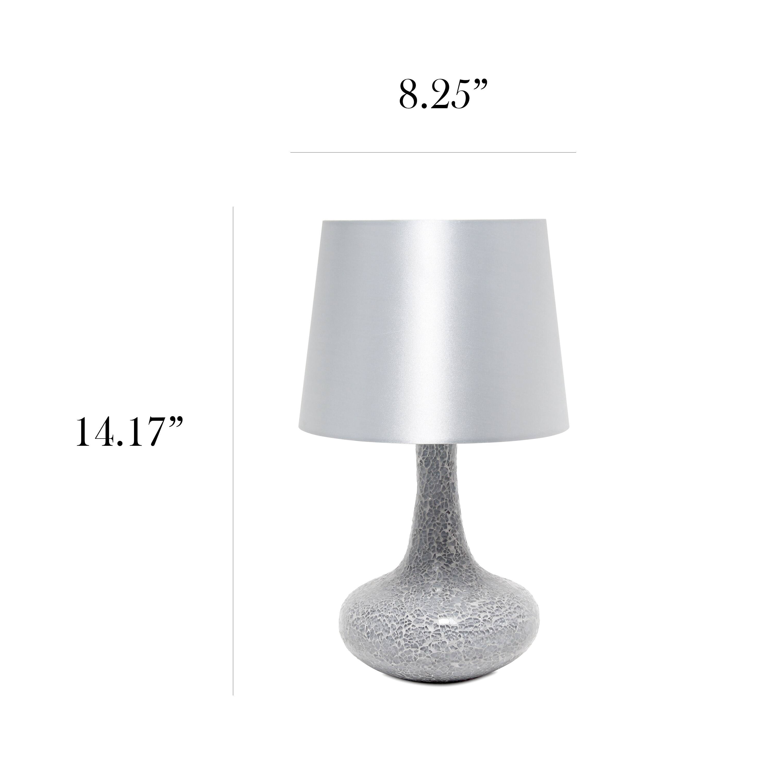 Simple Designs 14&#x22; Mosaic Glass Genie Table Lamp with Fabric Shade