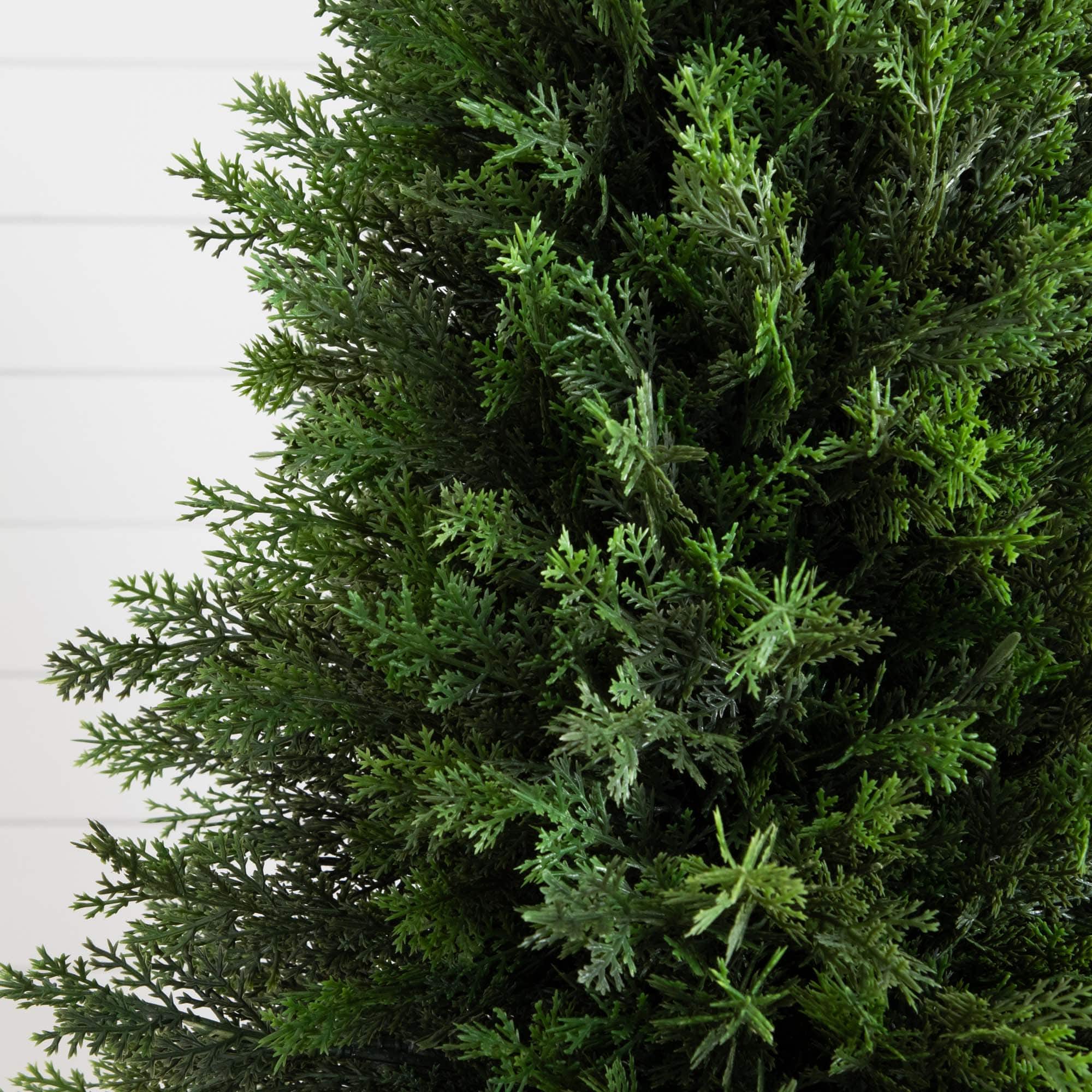 3ft. UV-Resistant Cedar Tree in Decorative White Planter