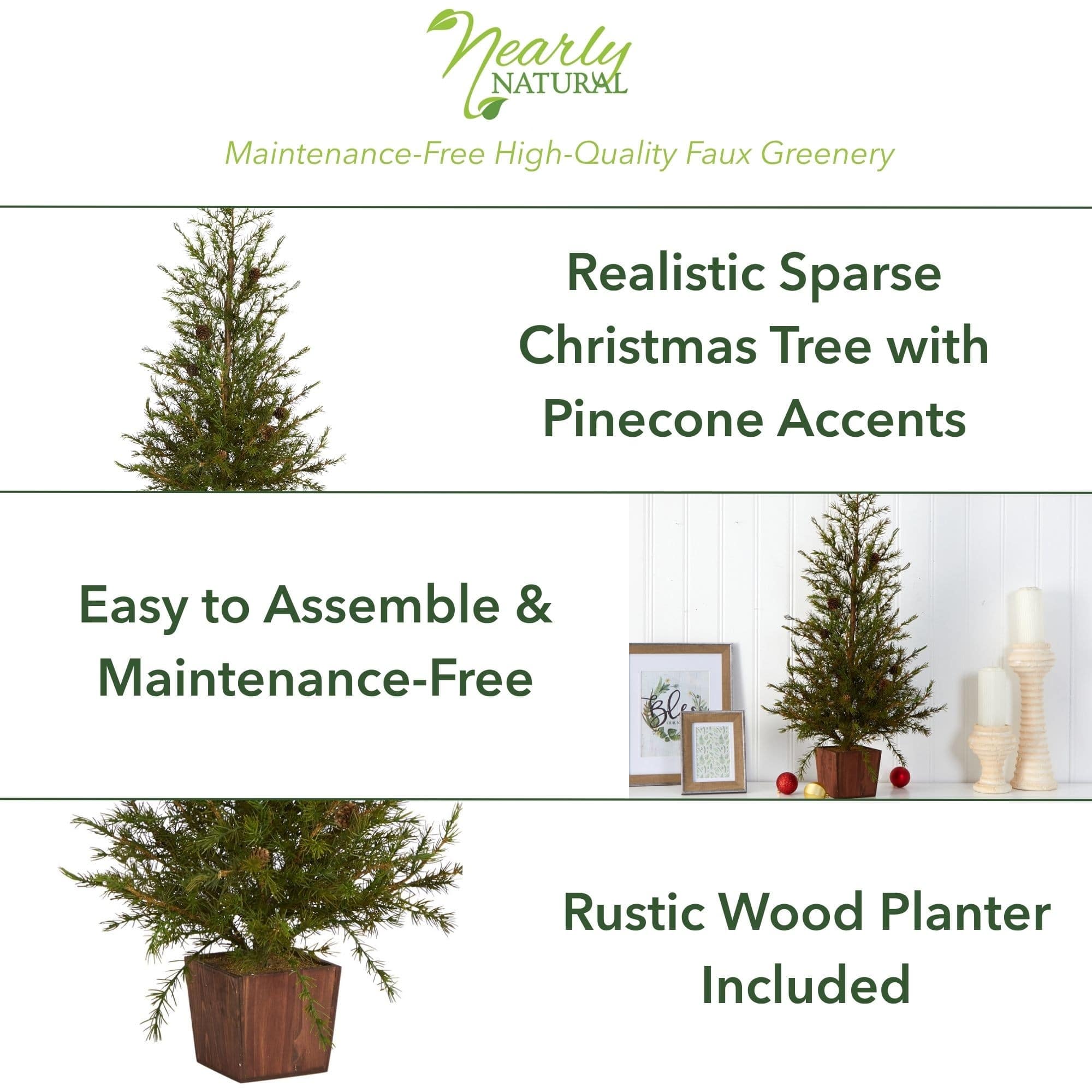 3ft. Unlit Alpine with Pinecones Artificial Potted Christmas Tree