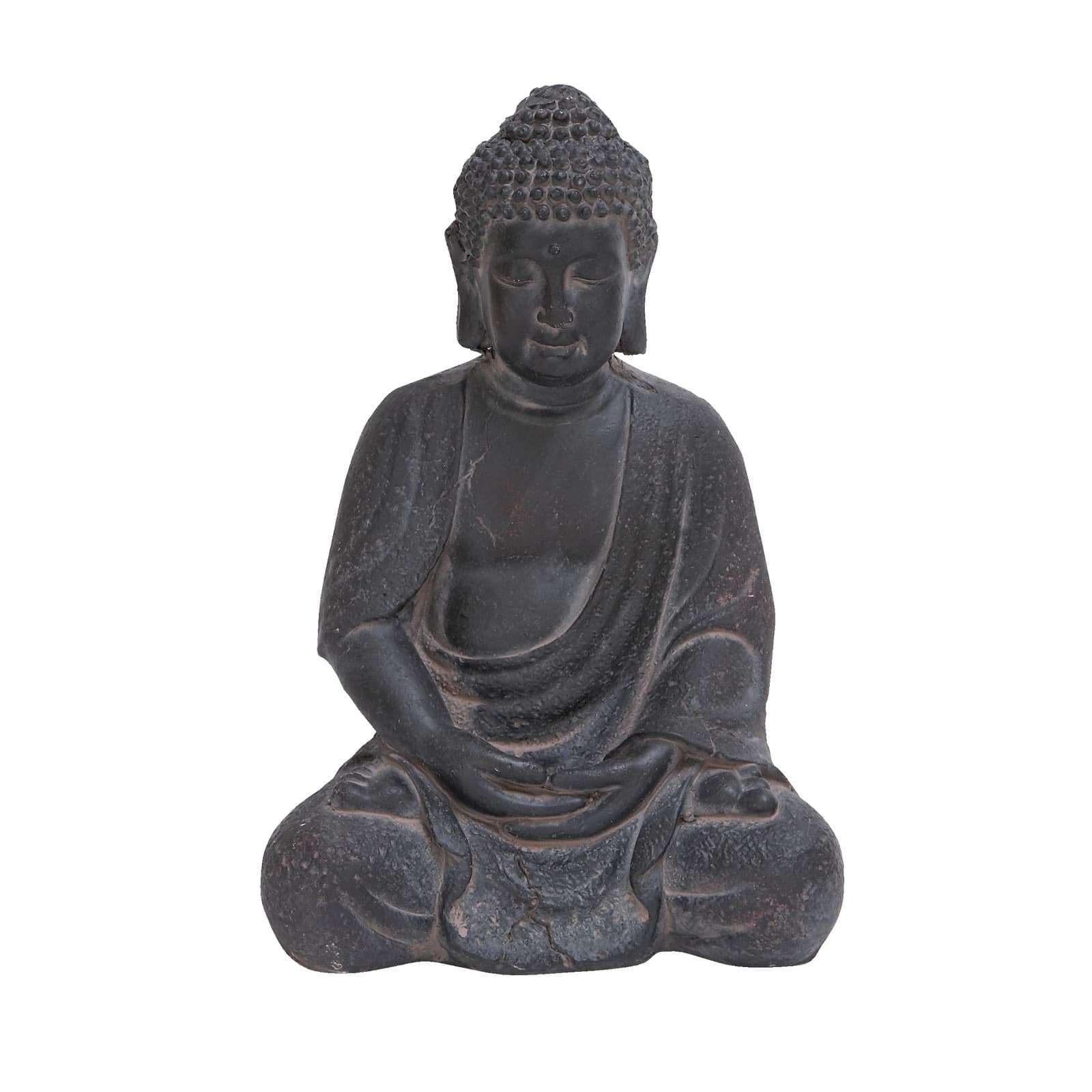 CosmoLiving by Cosmopolitan Grey Ceramic Sculpture, Buddha 12" x 8" x 7"