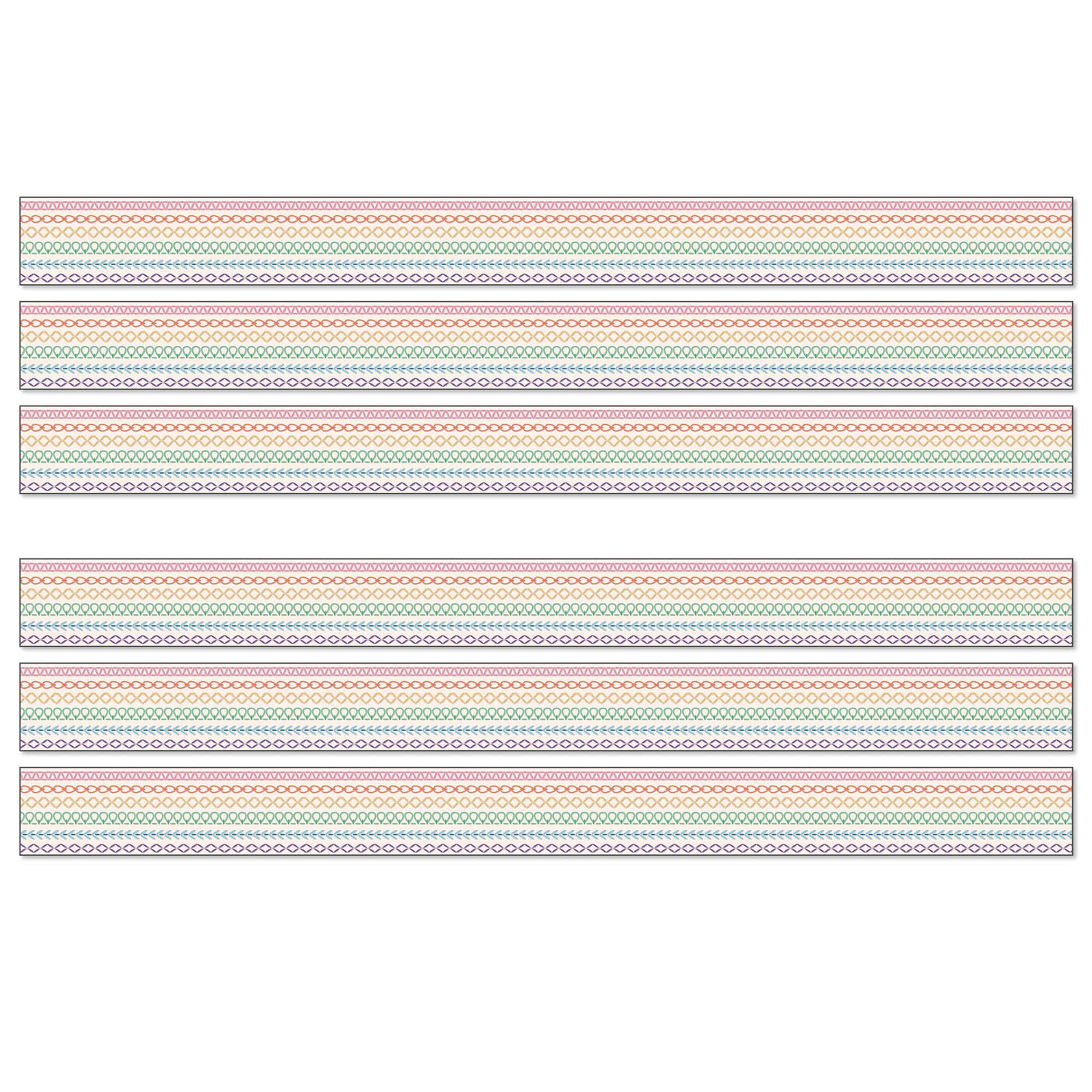 Dellosa® Education Crafty and Cool Rainbow Stitched Straight Border, 6 Packs of 12