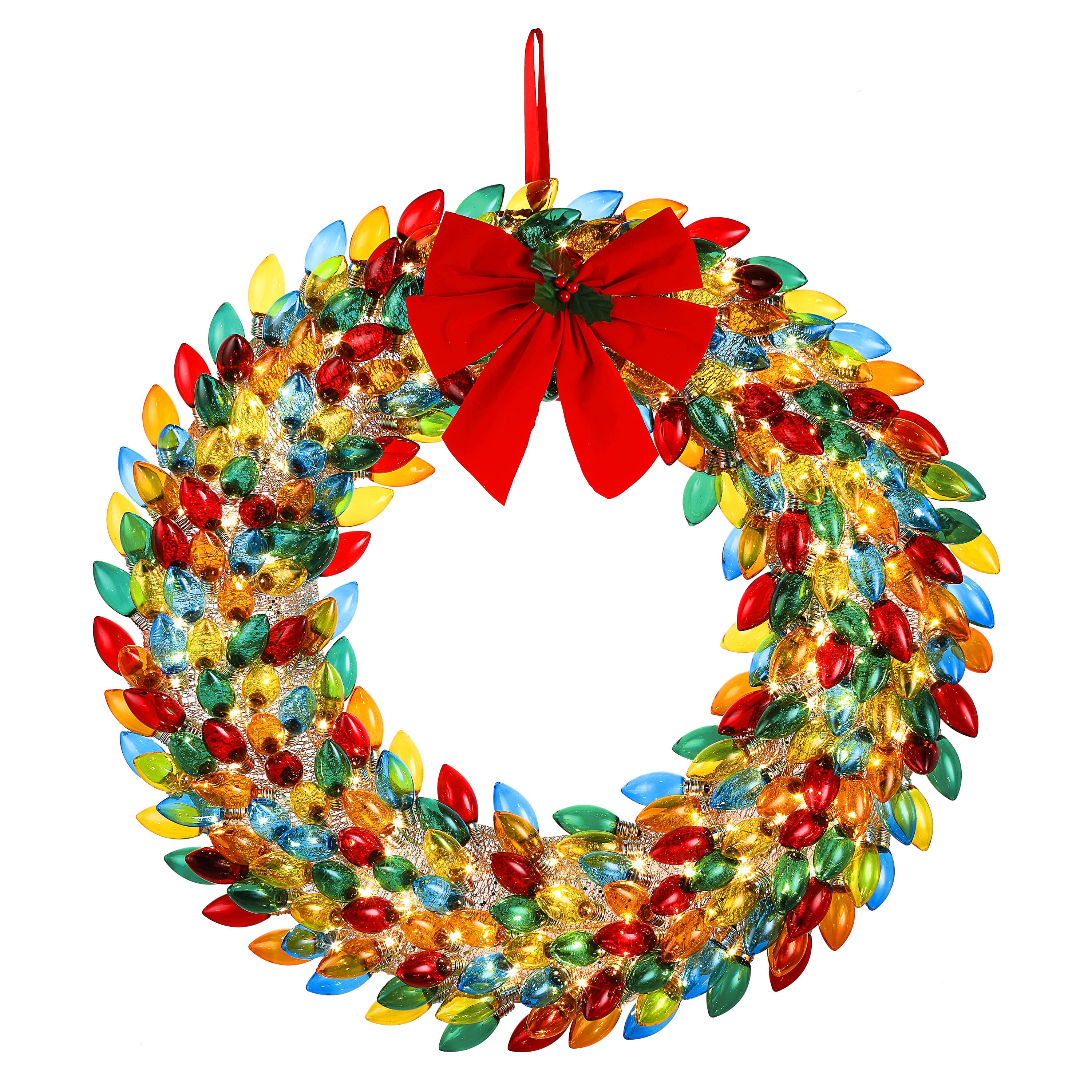 Mr. Christmas 30&#x22; Multicolor LED Retro C9 Bulb Wreath