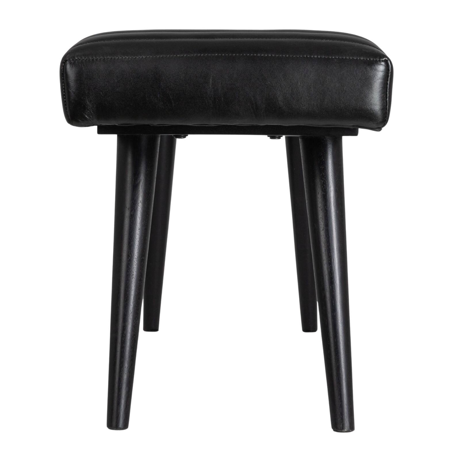 Hello Honey® Black Mango Wood & Leather Grid Bench