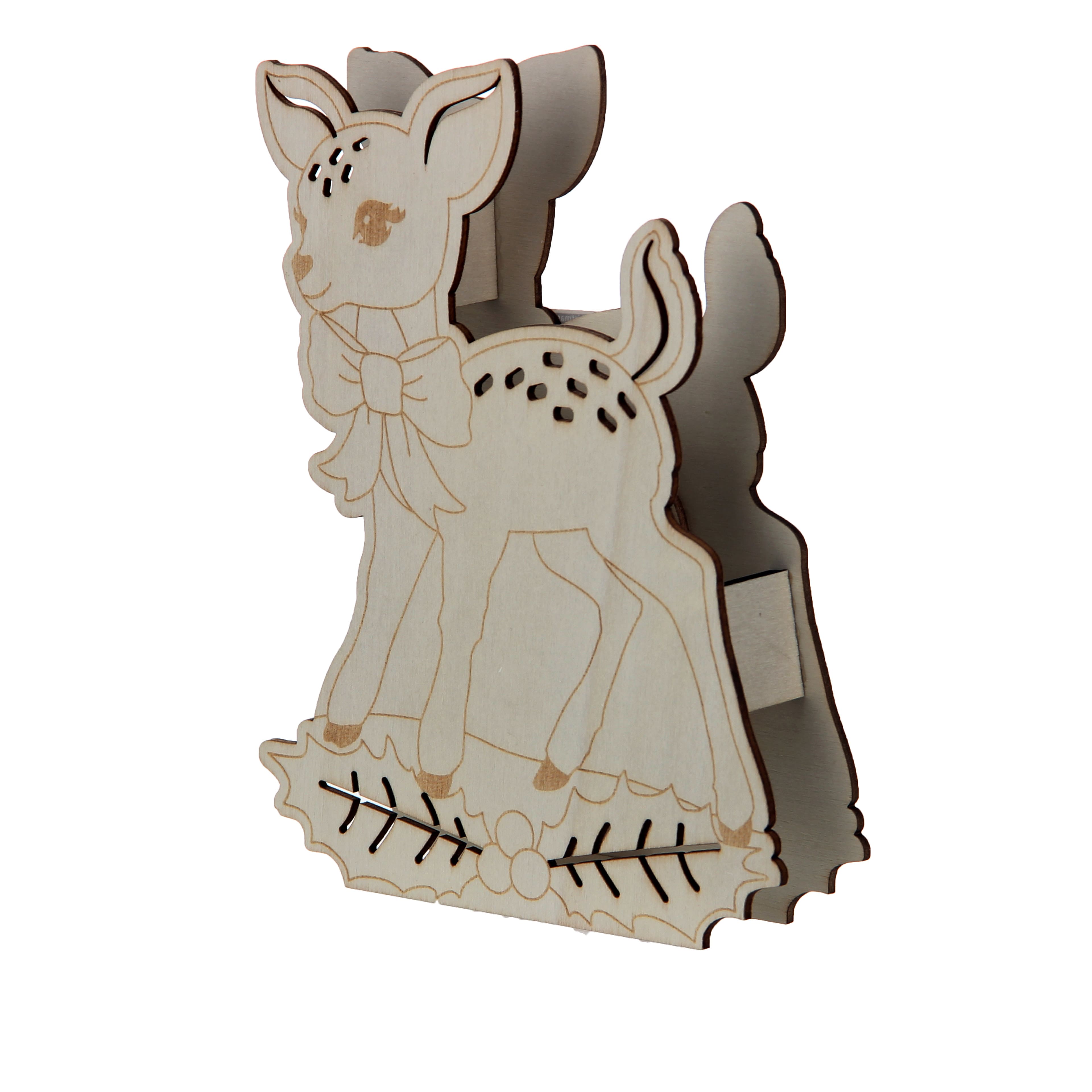 6.5&#x22; DIY Deer LED Wood D&#xE9;cor by Make Market&#xAE;