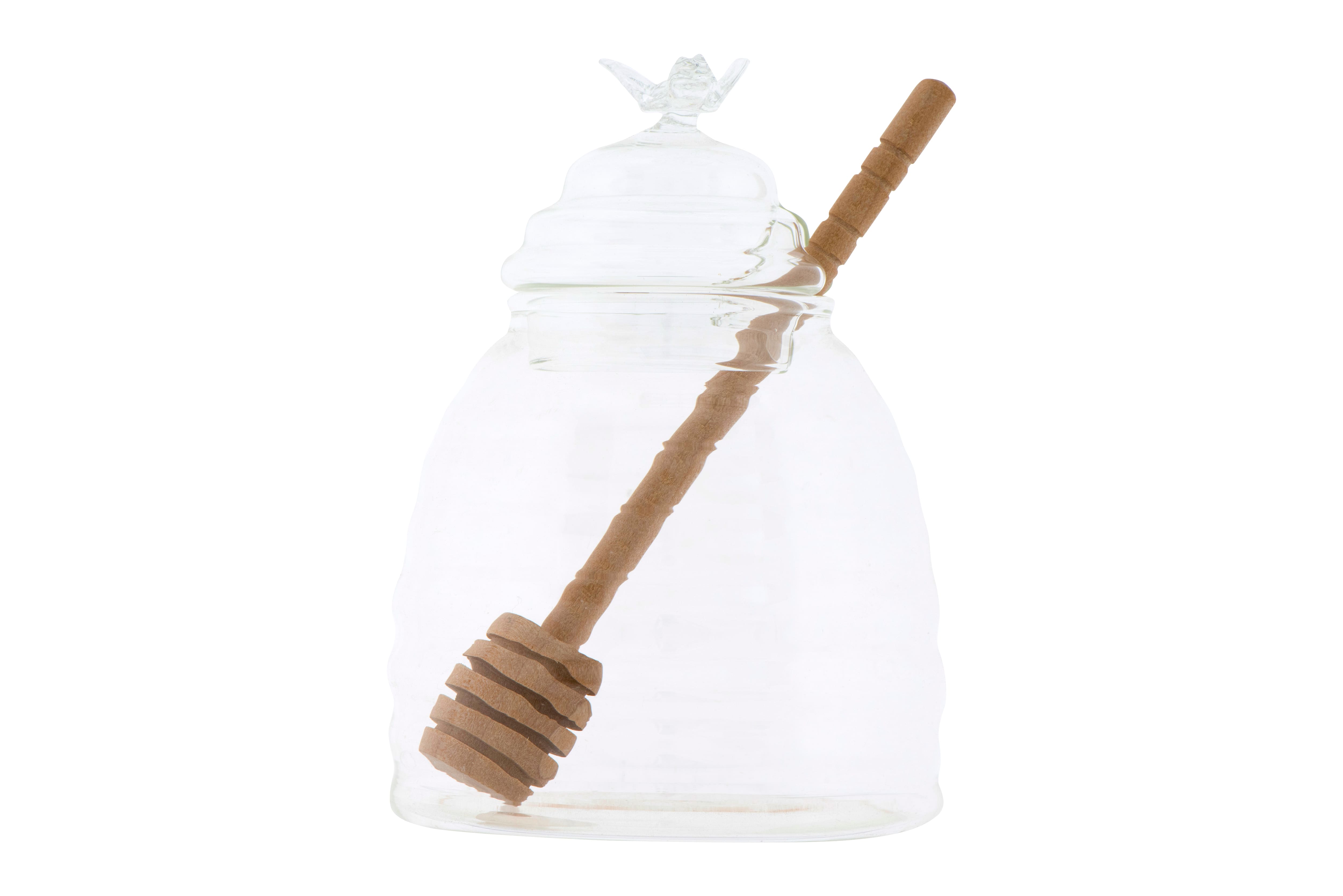 Hello Honey&#xAE; Clear Honey Pot with Lid &#x26; Bamboo Dipper Set
