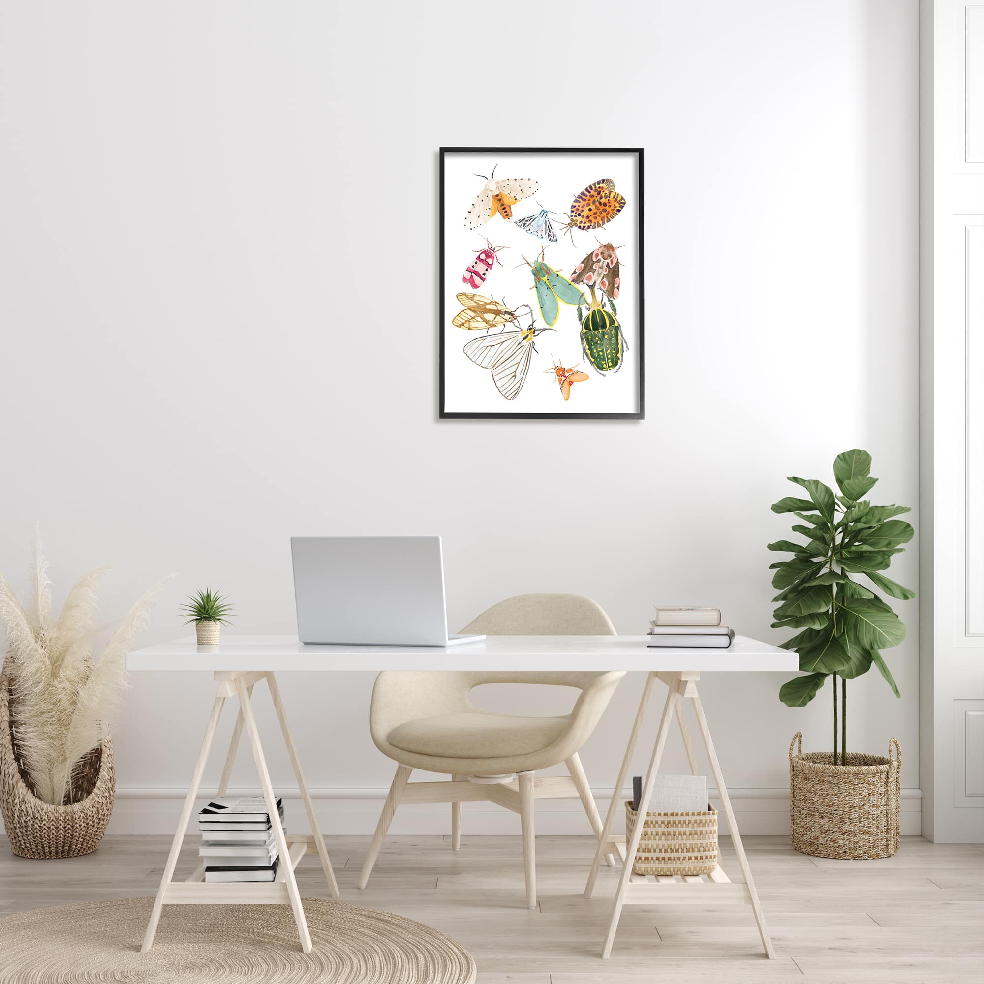 Stupell Industries Winged Insect Group Tropical Color Bugs in Black Frame Wall Art