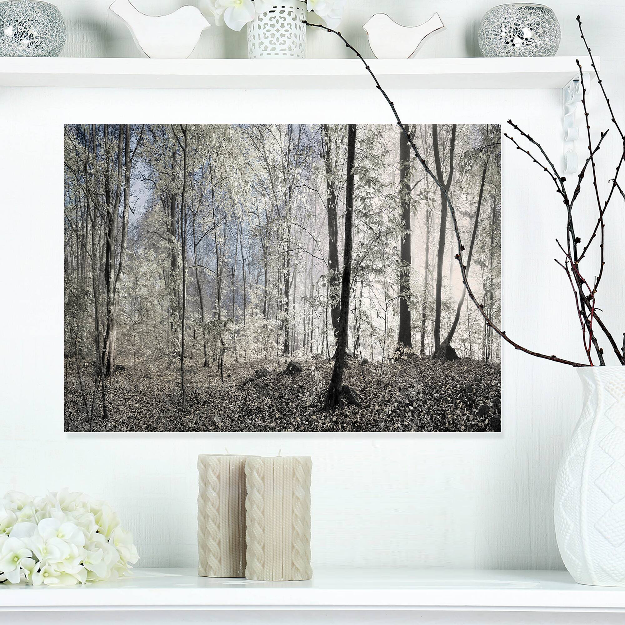 Designart - Dark Morning in Forest Panorama - Landscape Canvas Art Print