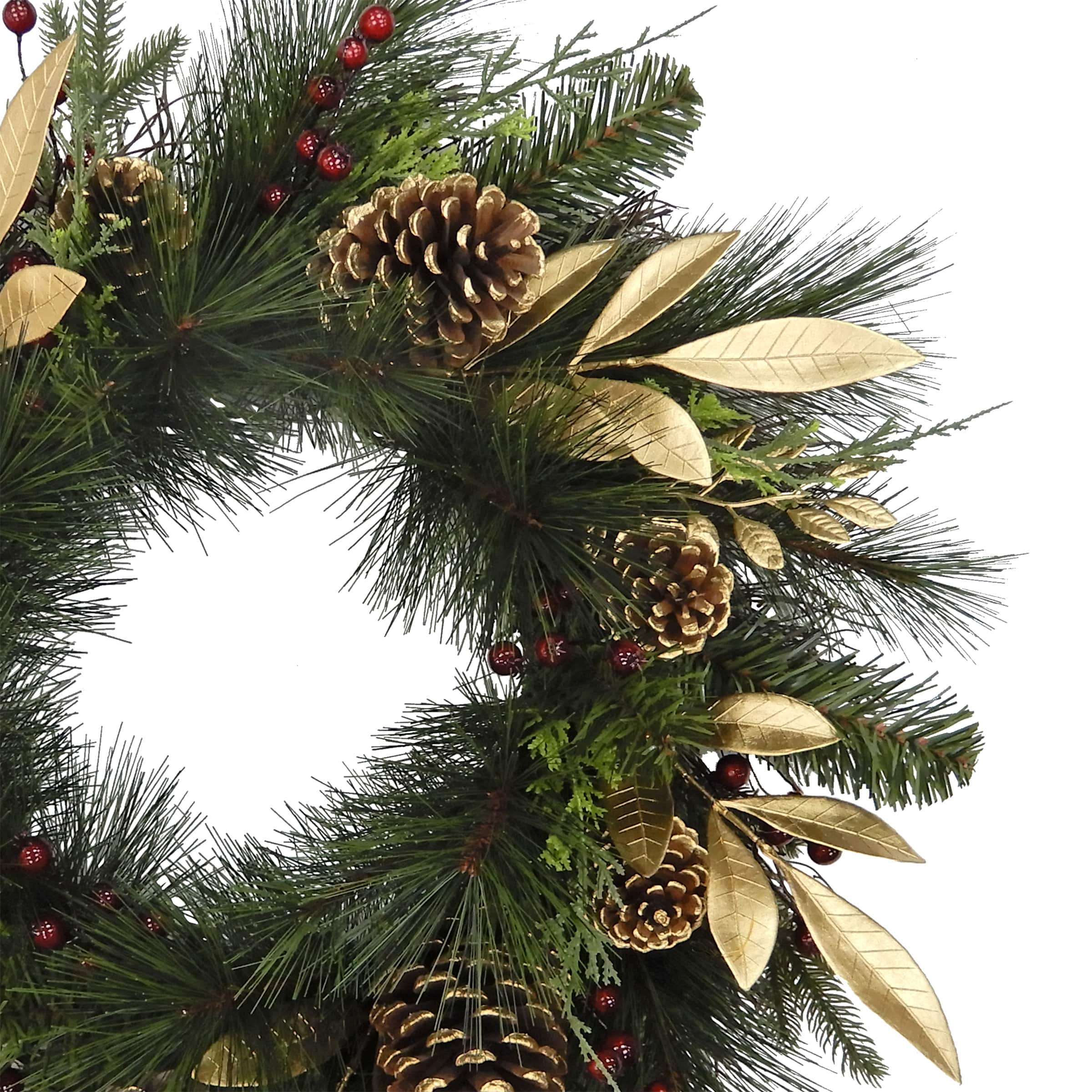 25&#x22; Gold Leaf &#x26; Pinecone Wreath by Ashland&#xAE;
