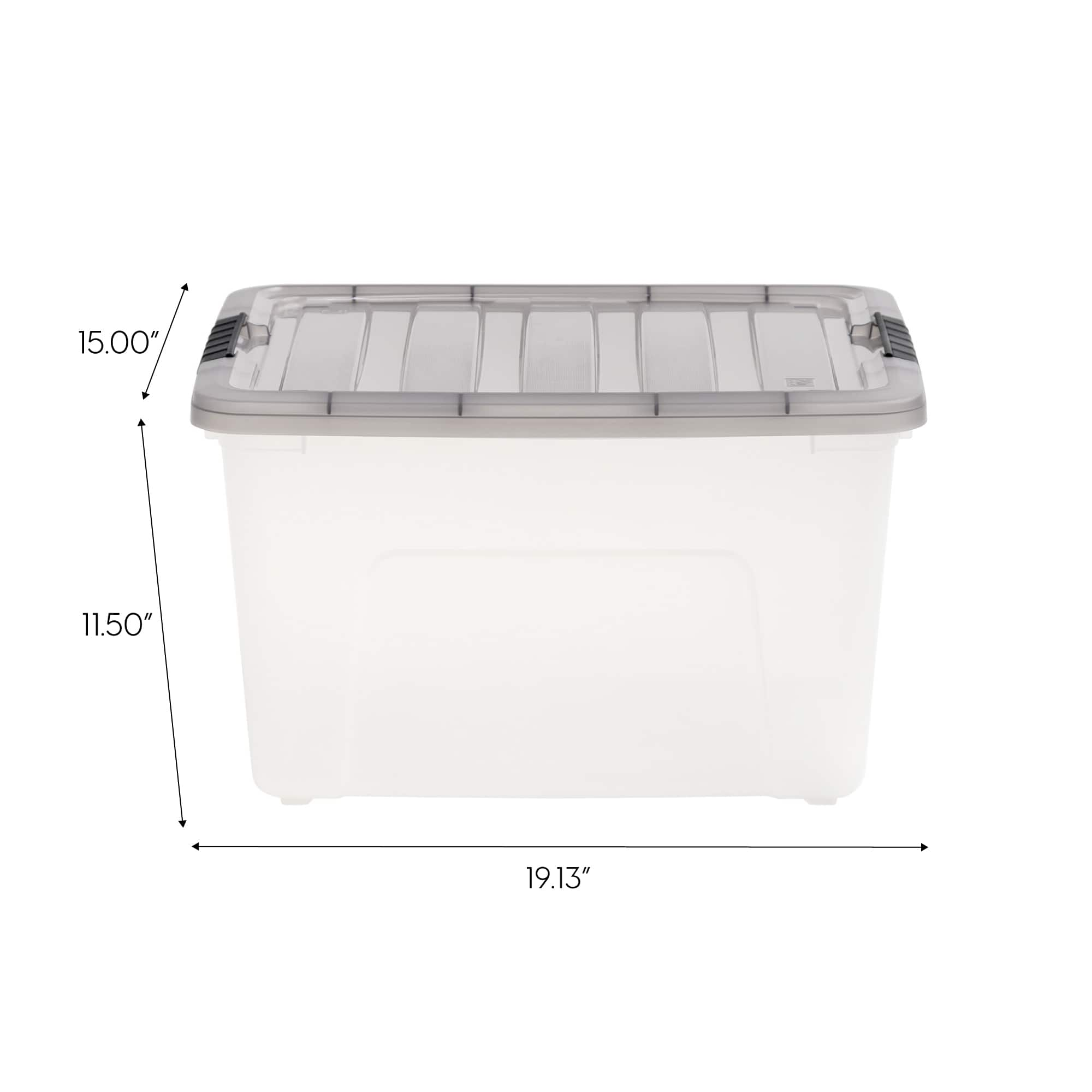 IRIS Stack &#x26; Pull Clear Plastic Storage Boxes with Gray Lid