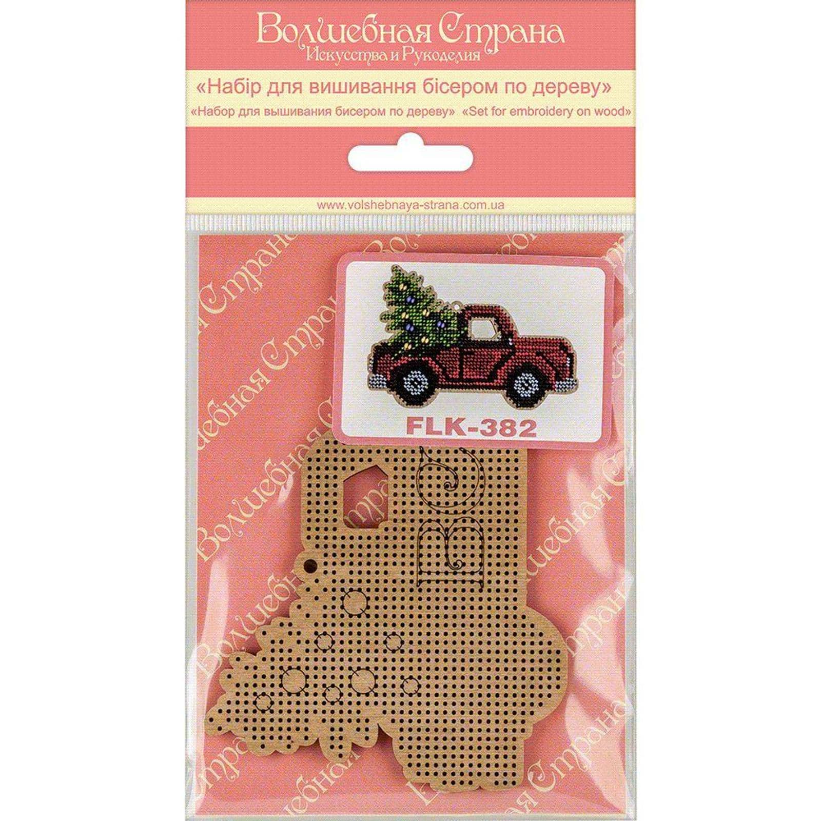Wonderland Crafts Red Truck Ornament Bead Embroidery on Wood Kit