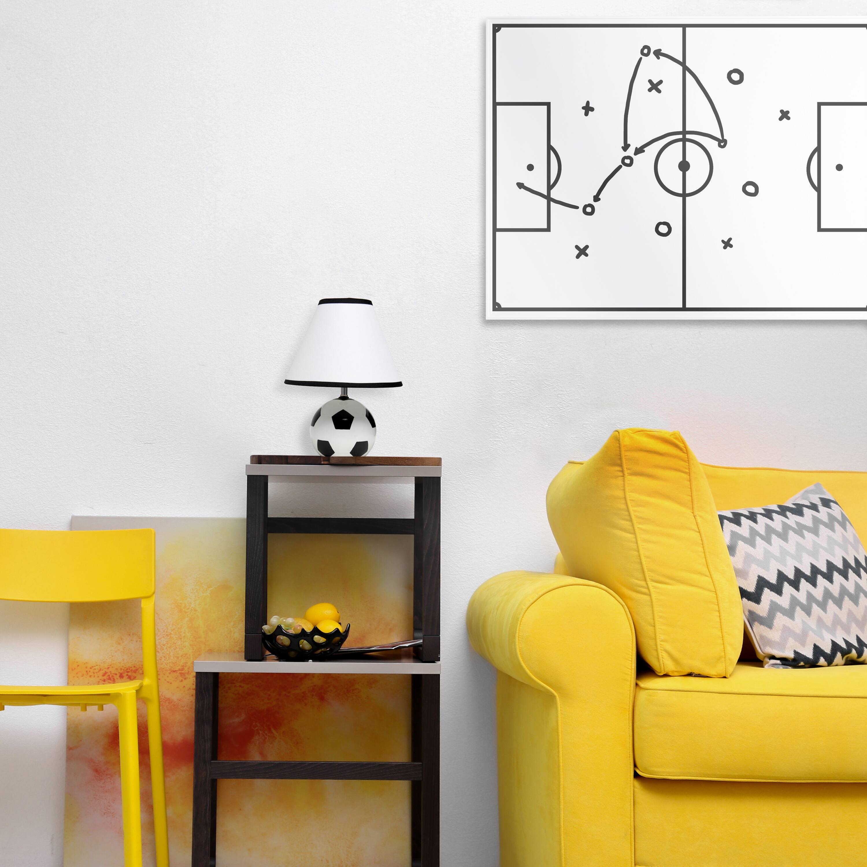 Simple Designs™ 11.5" Soccer Ball Base Table Lamp with White Shade Black Trim